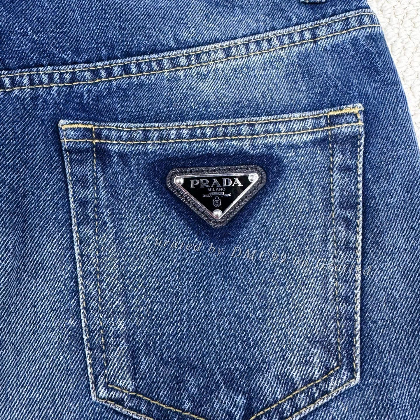 Prada Prada Washed Blue Distressed Denim Skirt Size 42" / US 20 - 5 Thumbnail