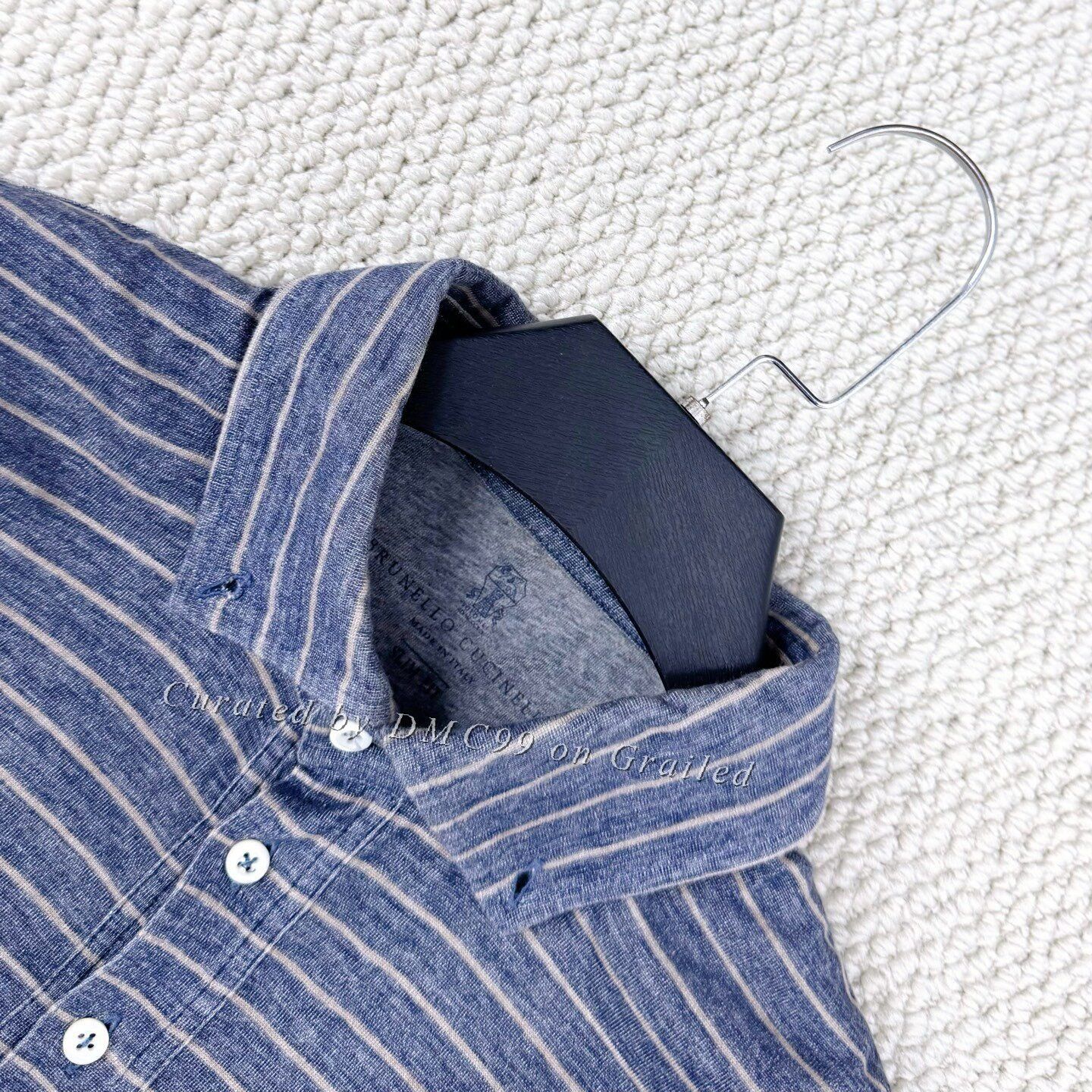 Brunello Cucinelli Brunello Cucinelli Gray Stripe Polo Short Size US M / EU 48-50 / 2 - 3 Thumbnail