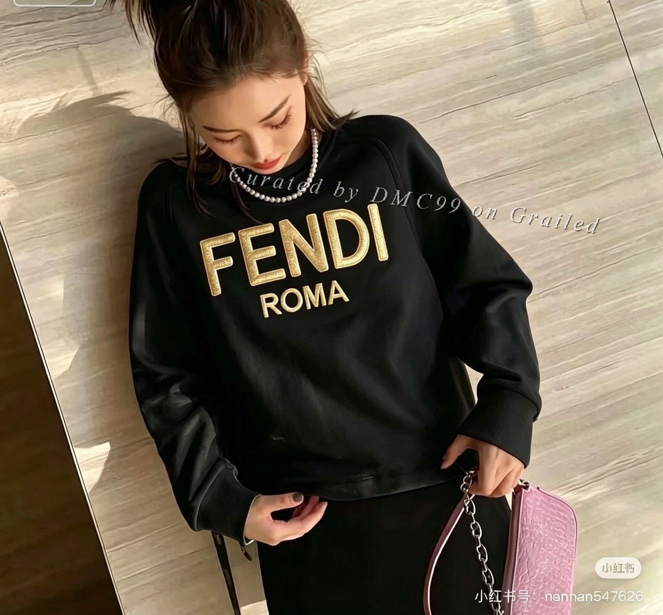 Fendi Fendi Gold Embroidered Logo Sweatshirt Size L / US 10 / IT 46 - 4 Thumbnail