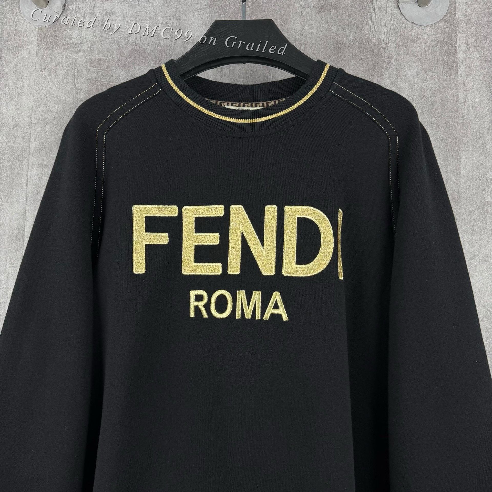 Fendi Fendi Gold Embroidered Logo Sweatshirt Size L / US 10 / IT 46 - 2 Thumbnail
