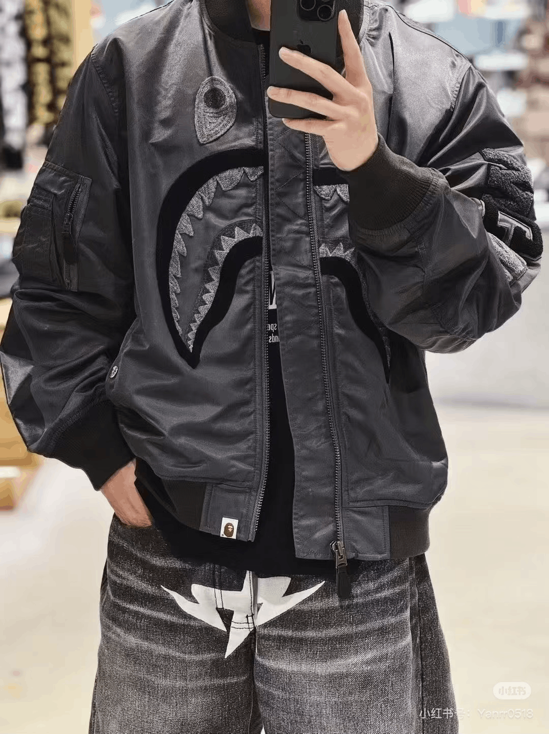 Bape Bape Embroidered Shark Logo Pilot Jacket Size US L / EU 52-54 / 3 - 4 Thumbnail