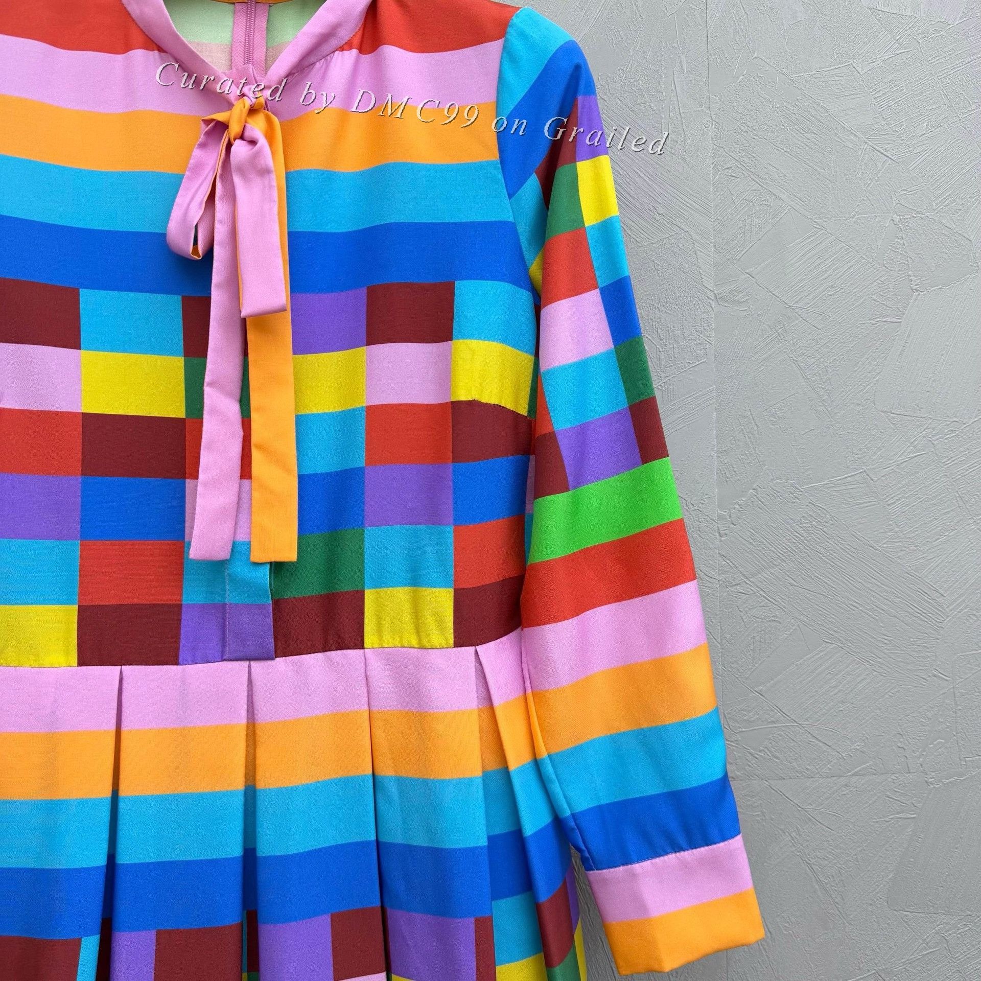 Valentino Valentino Rainbow Plaid Silk Dress Size M / US 6-8 / IT 42-44 - 2 Thumbnail