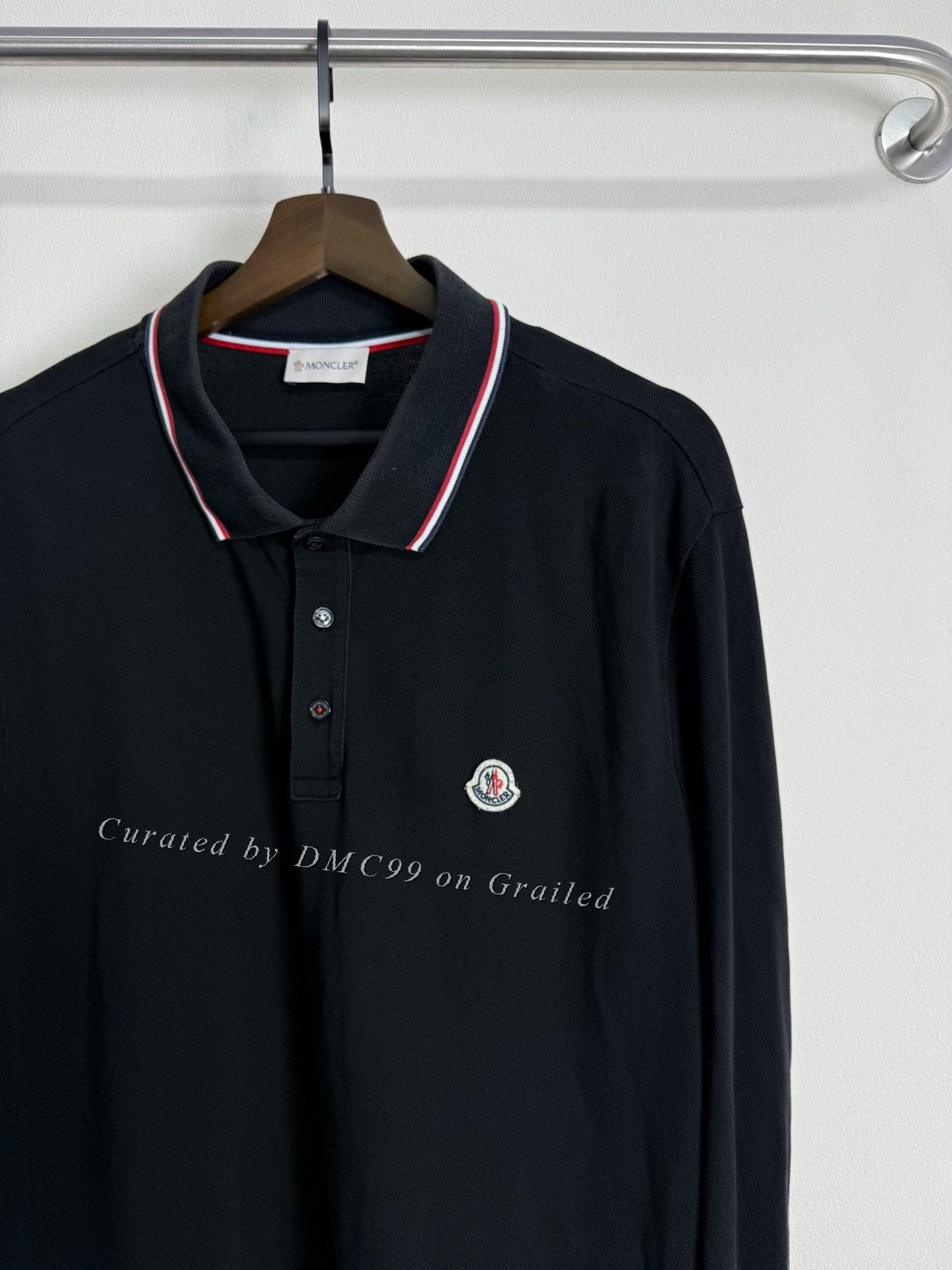 Moncler Moncler Black Long Sleeve Polo Shirt Size US M / EU 48-50 / 2 - 2 Thumbnail