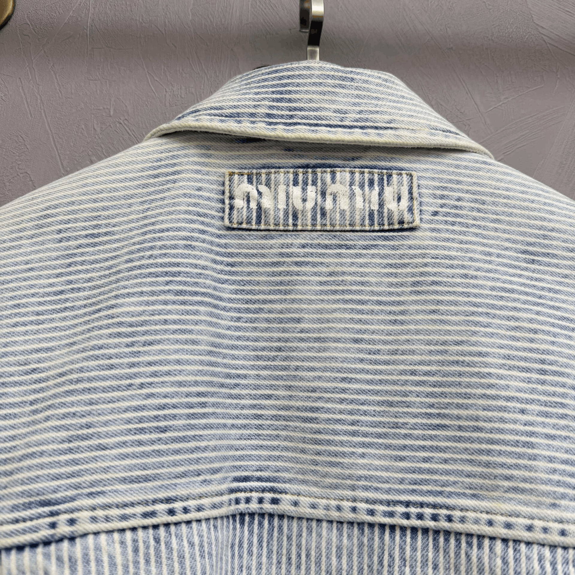 Miu Miu Miumiu Back Logo Striped Denim Jacket Size S / US 4 / IT 40 - 2 Thumbnail