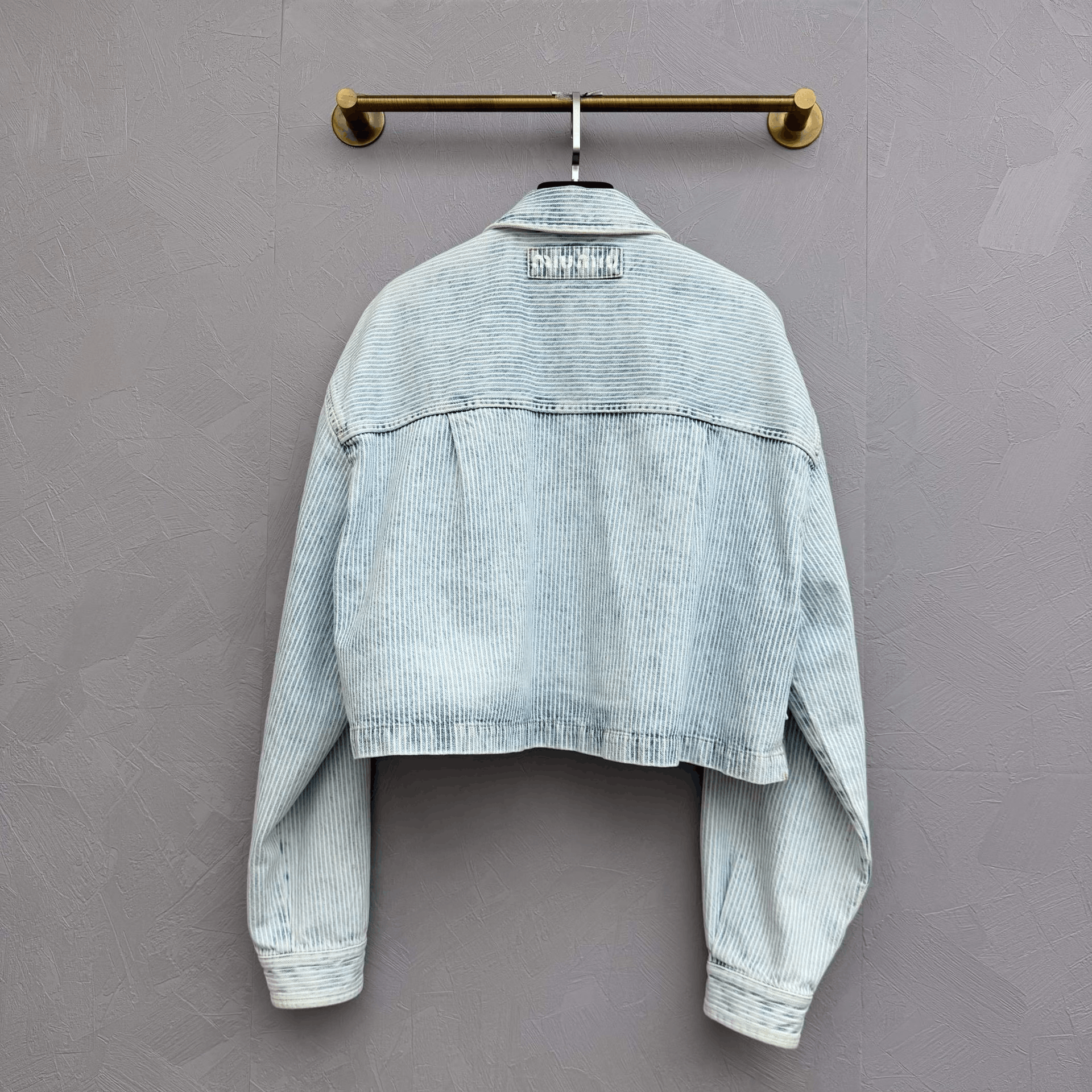 Miu Miu Miumiu Back Logo Striped Denim Jacket Size S / US 4 / IT 40 - 3 Thumbnail