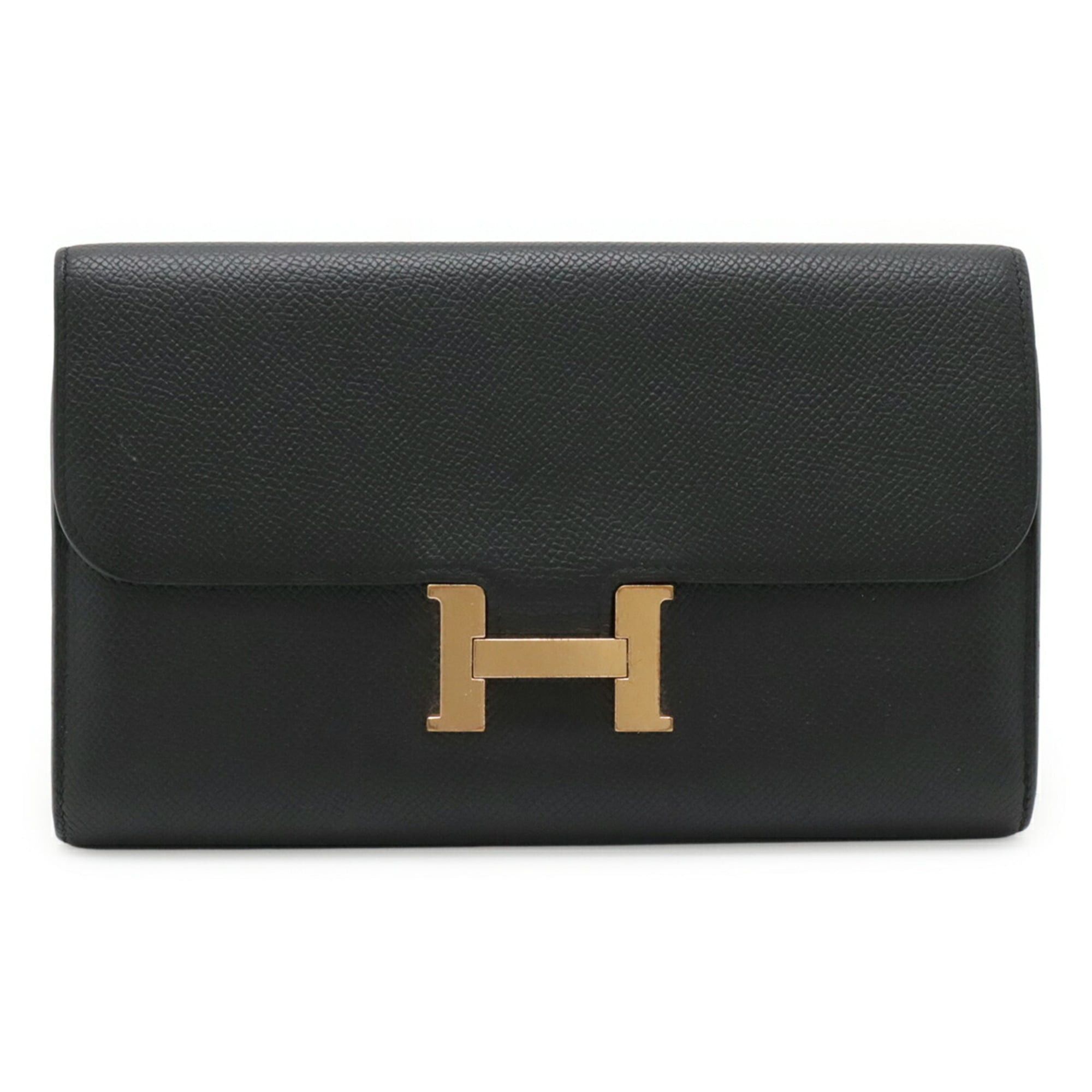Hermes HERMES Constance Long Flap Wallet, Bi-fold Veau Epsom Leather, Black/Pink, C Stamp Size ONE SIZE - 2 Thumbnail