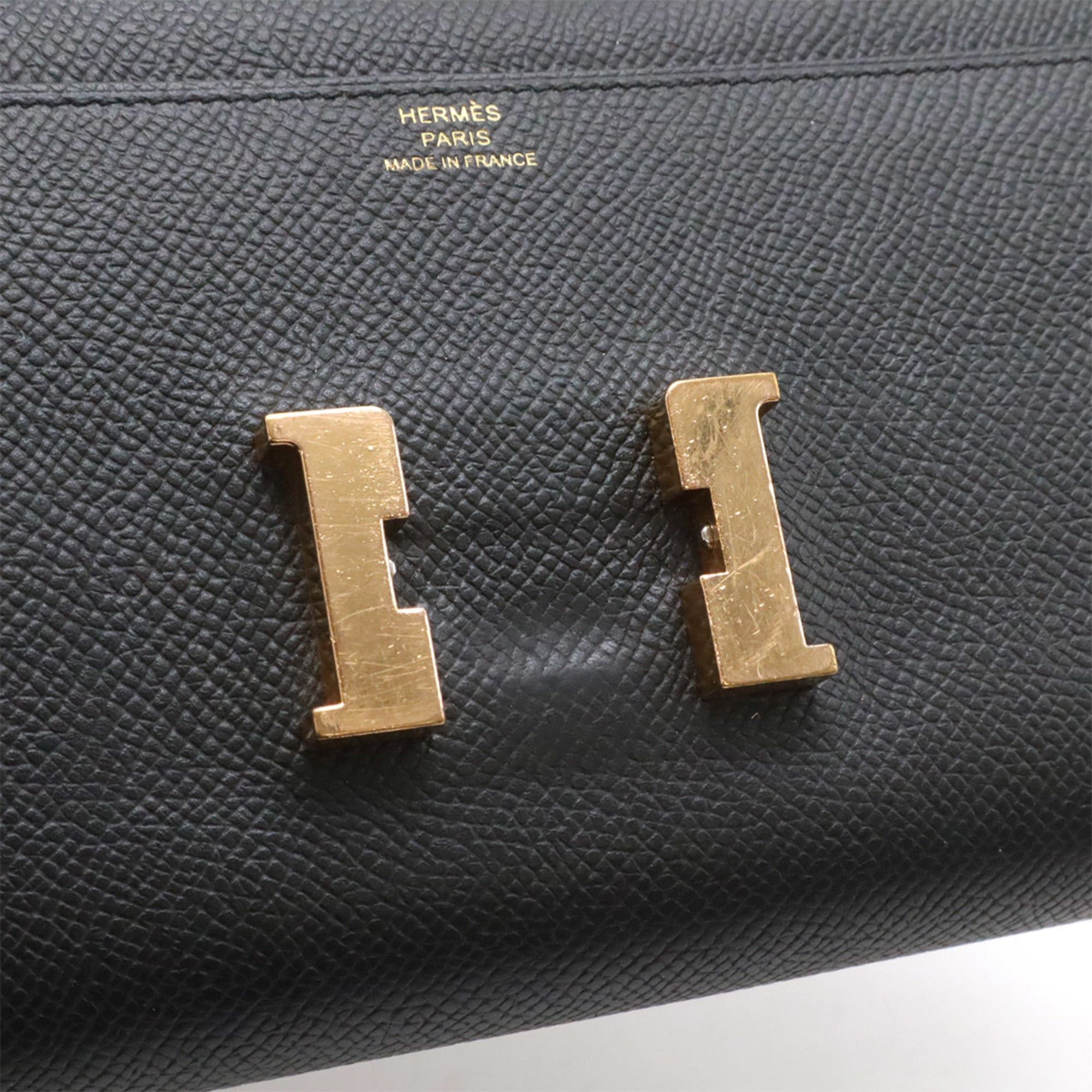 Hermes HERMES Constance Long Flap Wallet, Bi-fold Veau Epsom Leather, Black/Pink, C Stamp Size ONE SIZE - 5 Thumbnail