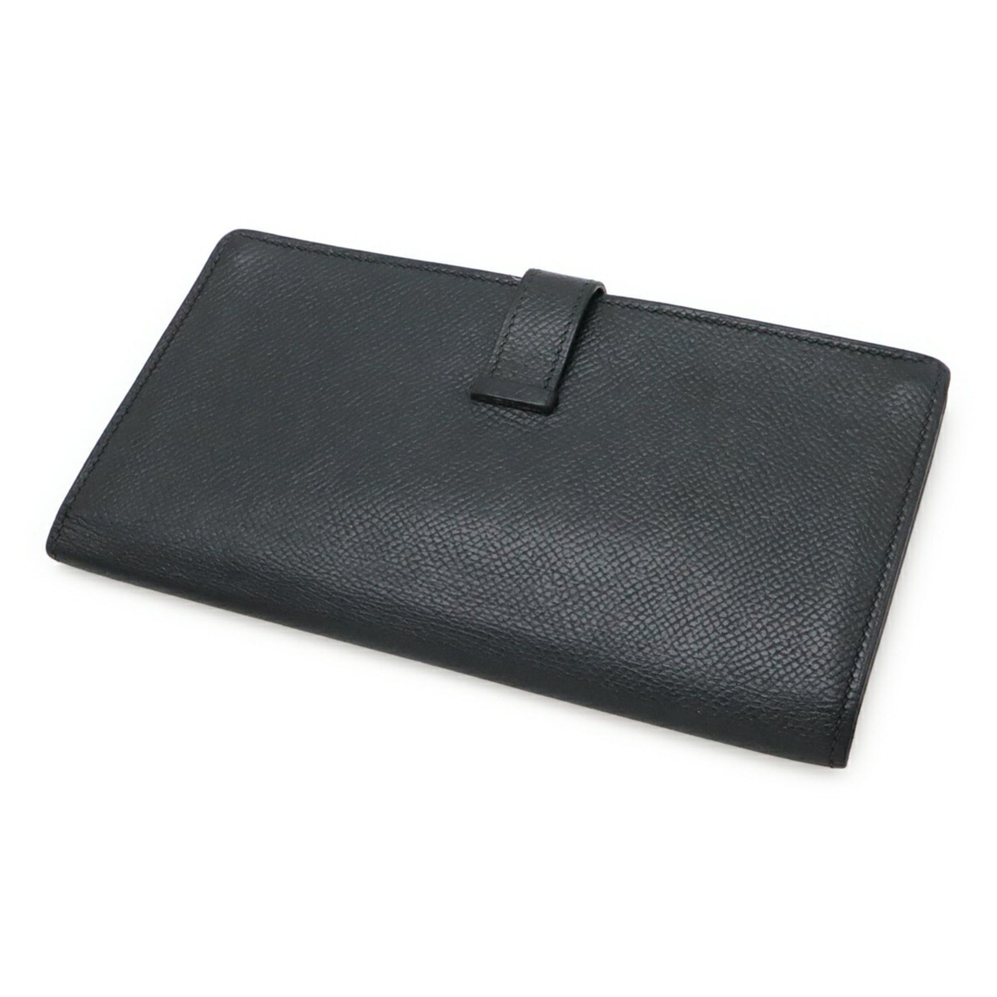 Hermes HERMES Bearn Soufflé Bi-fold Long Wallet, Leather, Noir (Black), □J Stamp Size ONE SIZE - 3 Thumbnail