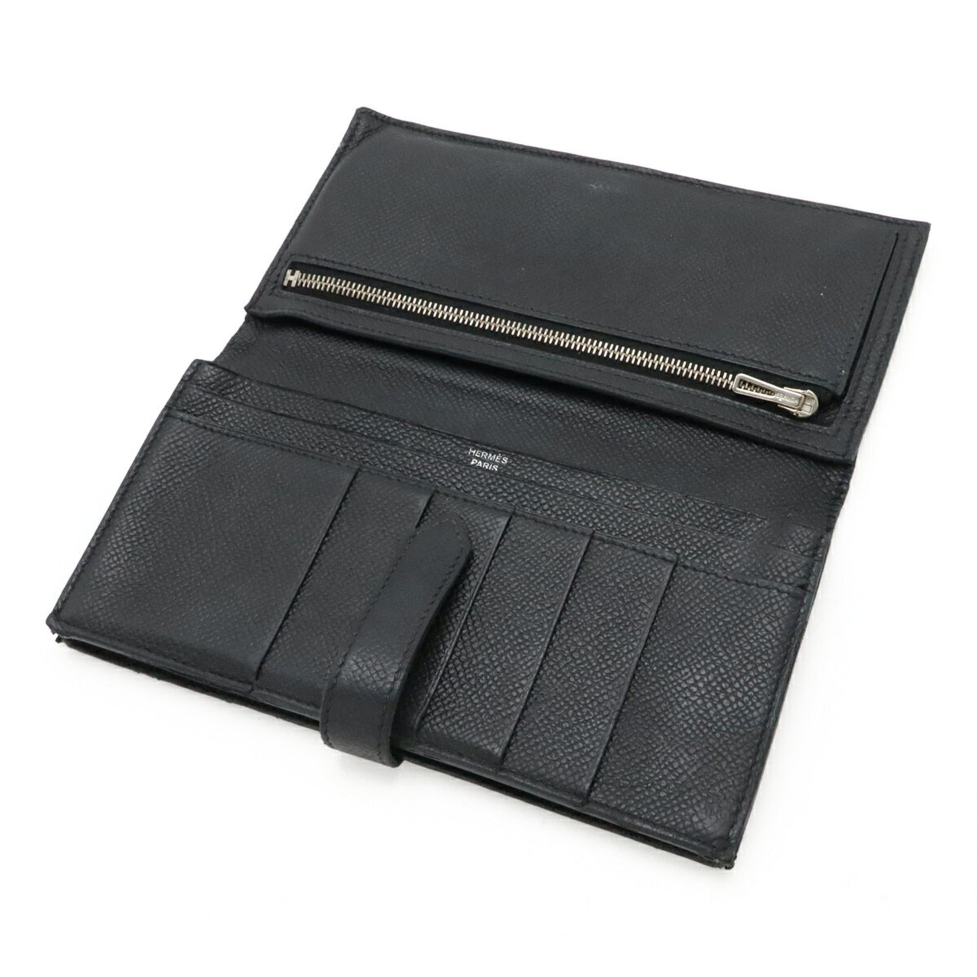 Hermes HERMES Bearn Soufflé Bi-fold Long Wallet, Veau Epsom Leather, Black, T Stamp Size ONE SIZE - 6 Thumbnail