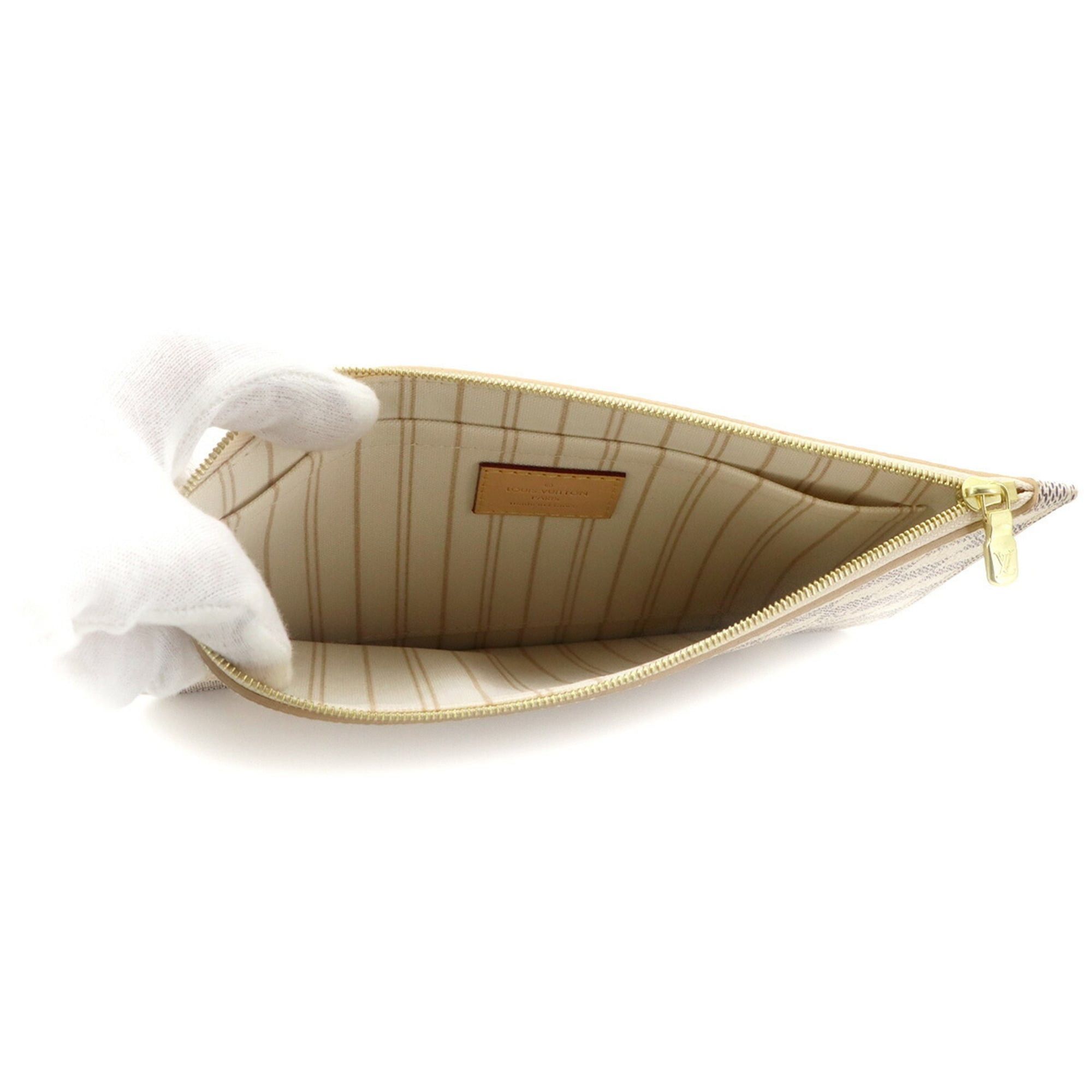 Louis Vuitton Louis Vuitton Damier Azur Handbag Pouch, Beige with Gold Hardware. Size ONE SIZE - 5 Thumbnail