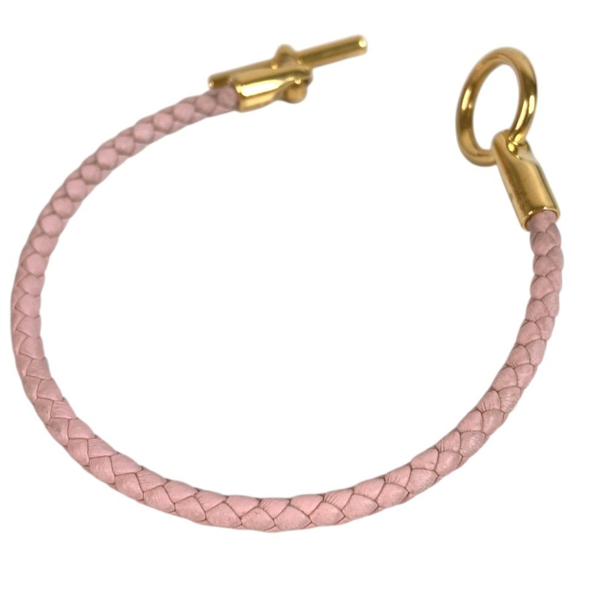 Hermes HERMES Glenan Braided Bangle Bracelet, Leather, Men's & Women's, Light Pink Size ONE SIZE - 4 Thumbnail