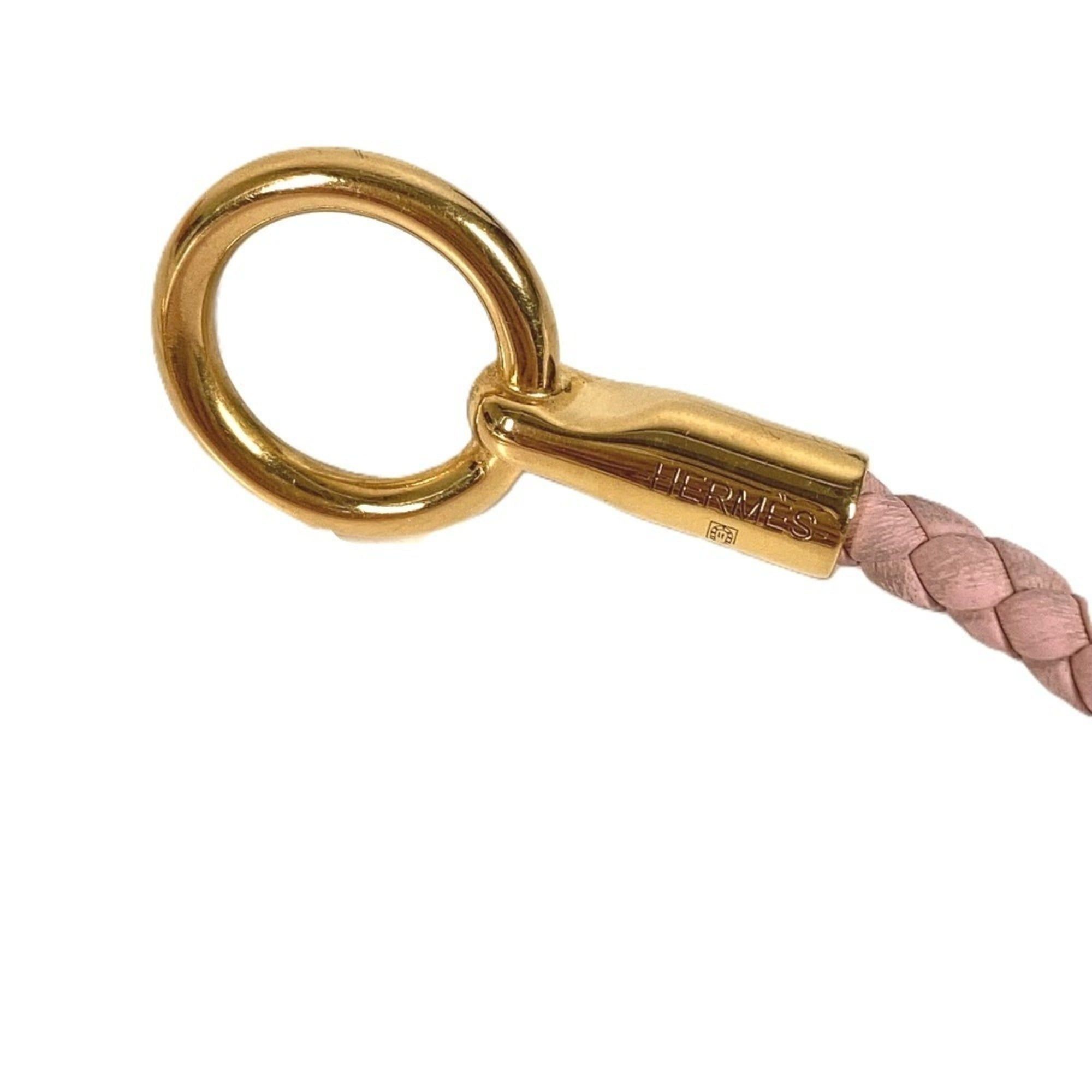 Hermes HERMES Glenan Braided Bangle Bracelet, Leather, Men's & Women's, Light Pink Size ONE SIZE - 5 Thumbnail