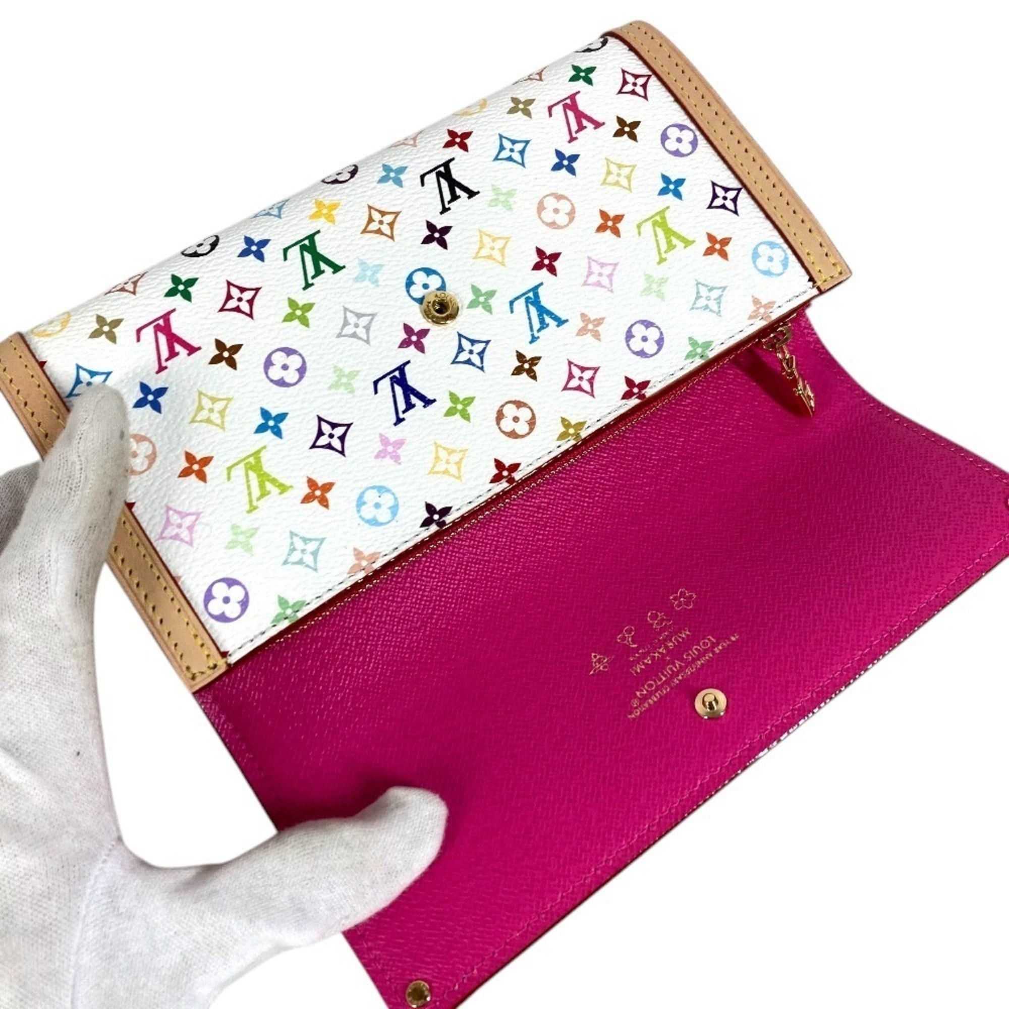 Louis Vuitton LOUIS VUITTON M13397 Japan Limited Edition LV™ Monogram Multicolor Portefeuille Sarah NM Flap Long Wallet, Canvas, Men's/Women's, Blanc White, Like New Size ONE SIZE - 9 Thumbnail