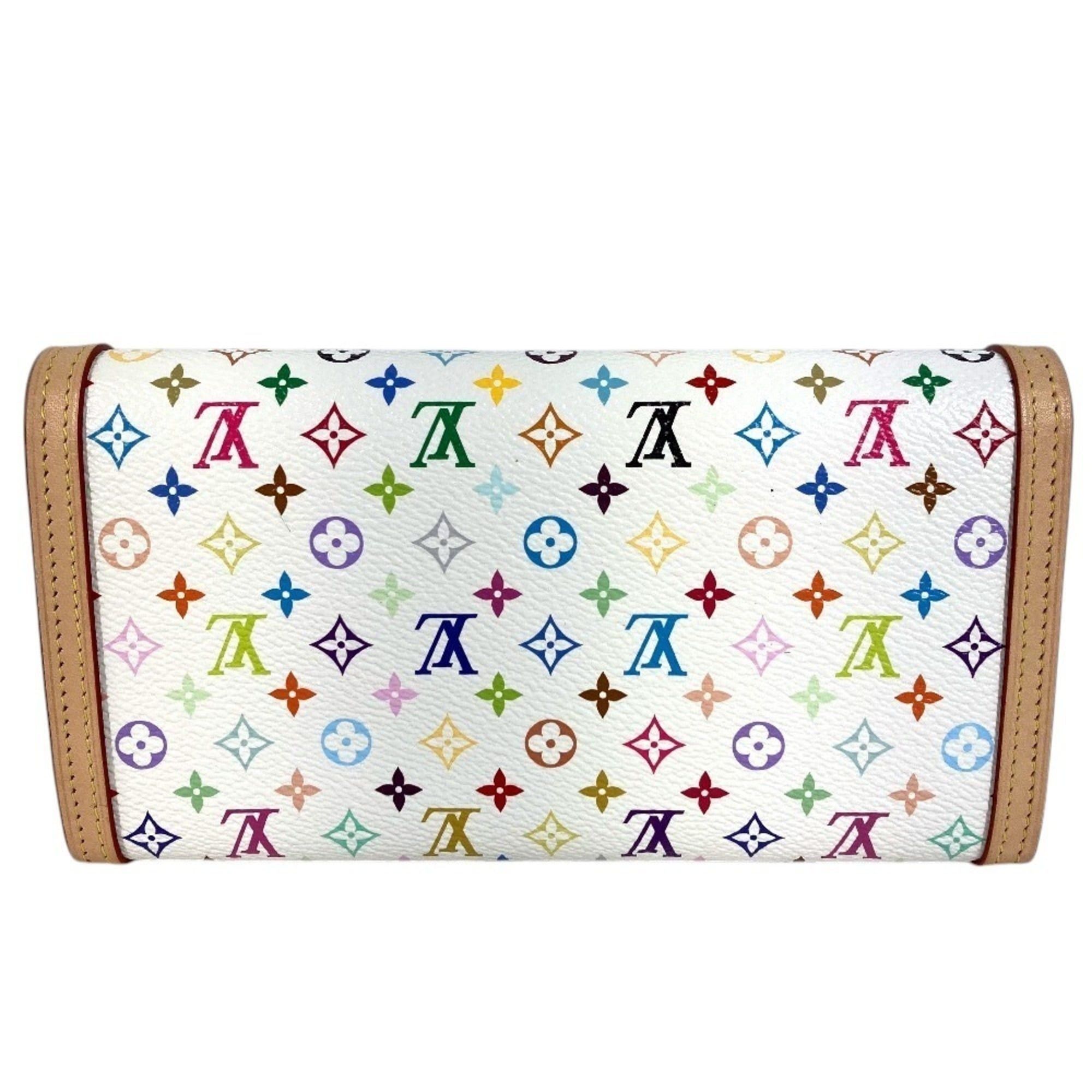 Louis Vuitton LOUIS VUITTON M13397 Japan Limited Edition LV™ Monogram Multicolor Portefeuille Sarah NM Flap Long Wallet, Canvas, Men's/Women's, Blanc White, Like New Size ONE SIZE - 4 Thumbnail