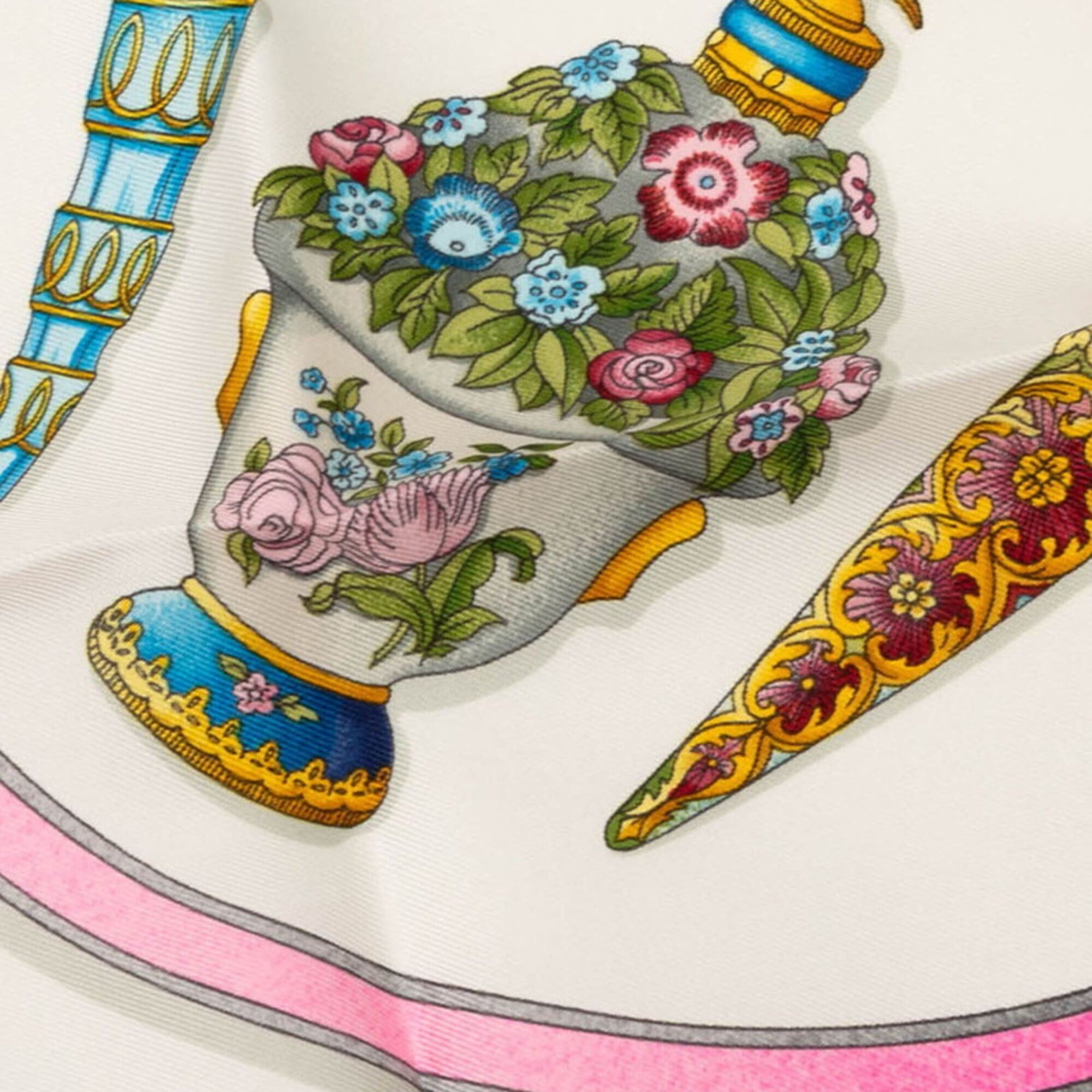 Hermes Hermes Carre 90 Qu'importe le flacon Perfume Bottle Scarf Muffler White Multicolor Silk Women's HERMES Size ONE SIZE - 4 Thumbnail