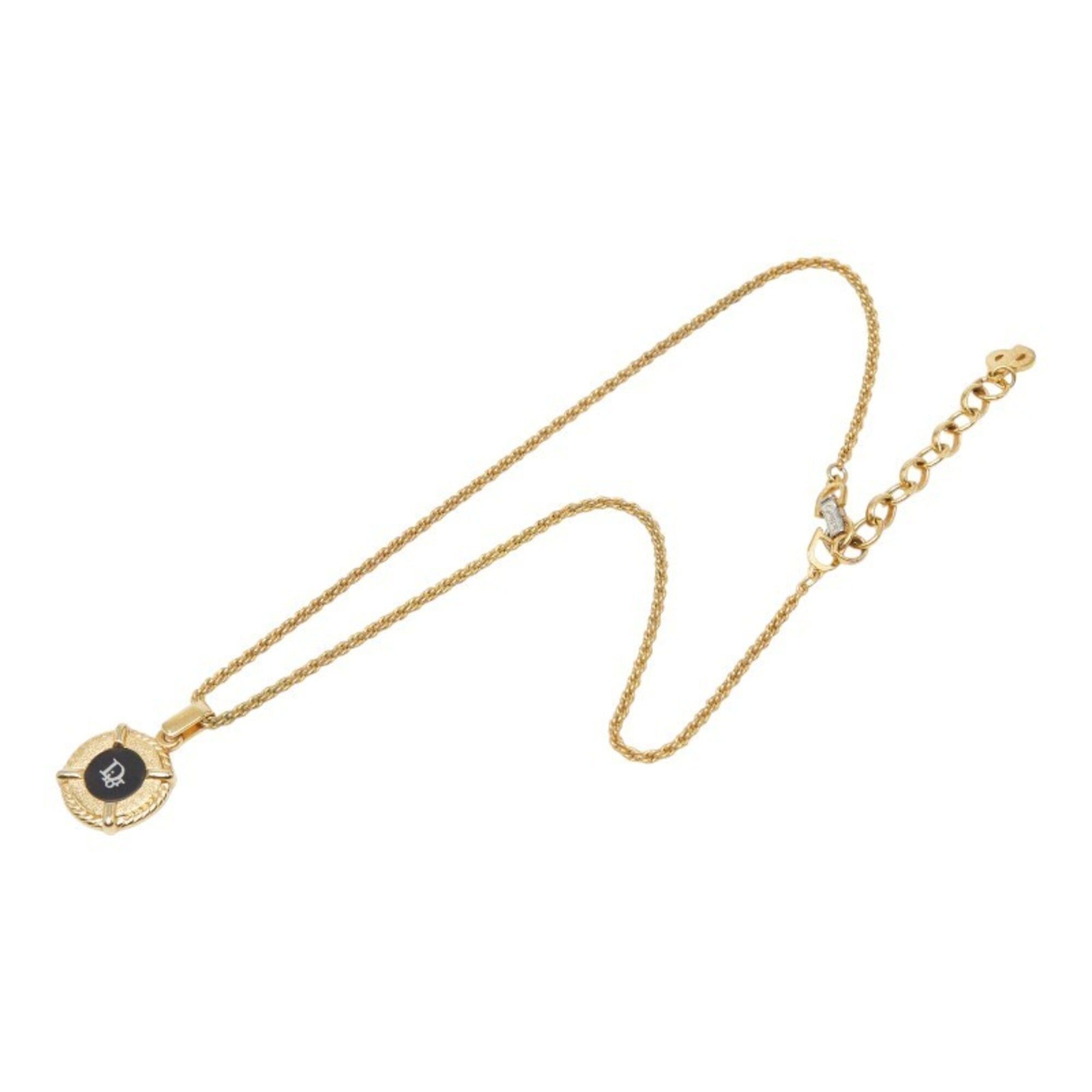 Dior Christian Dior Logo Pendant Necklace, Gold and Black Plated, Women's. Size ONE SIZE - 4 Thumbnail