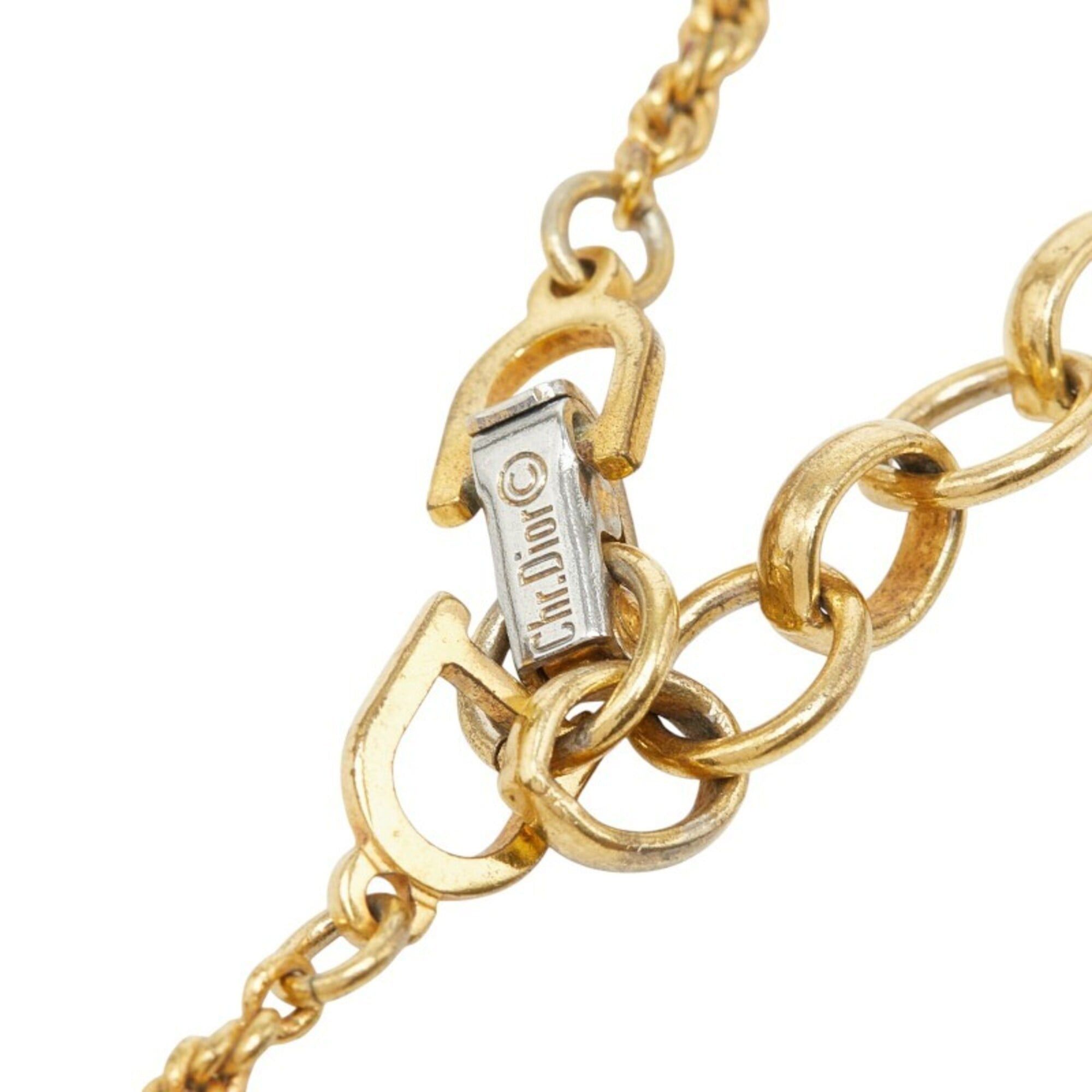 Dior Christian Dior Logo Pendant Necklace, Gold and Black Plated, Women's. Size ONE SIZE - 5 Thumbnail