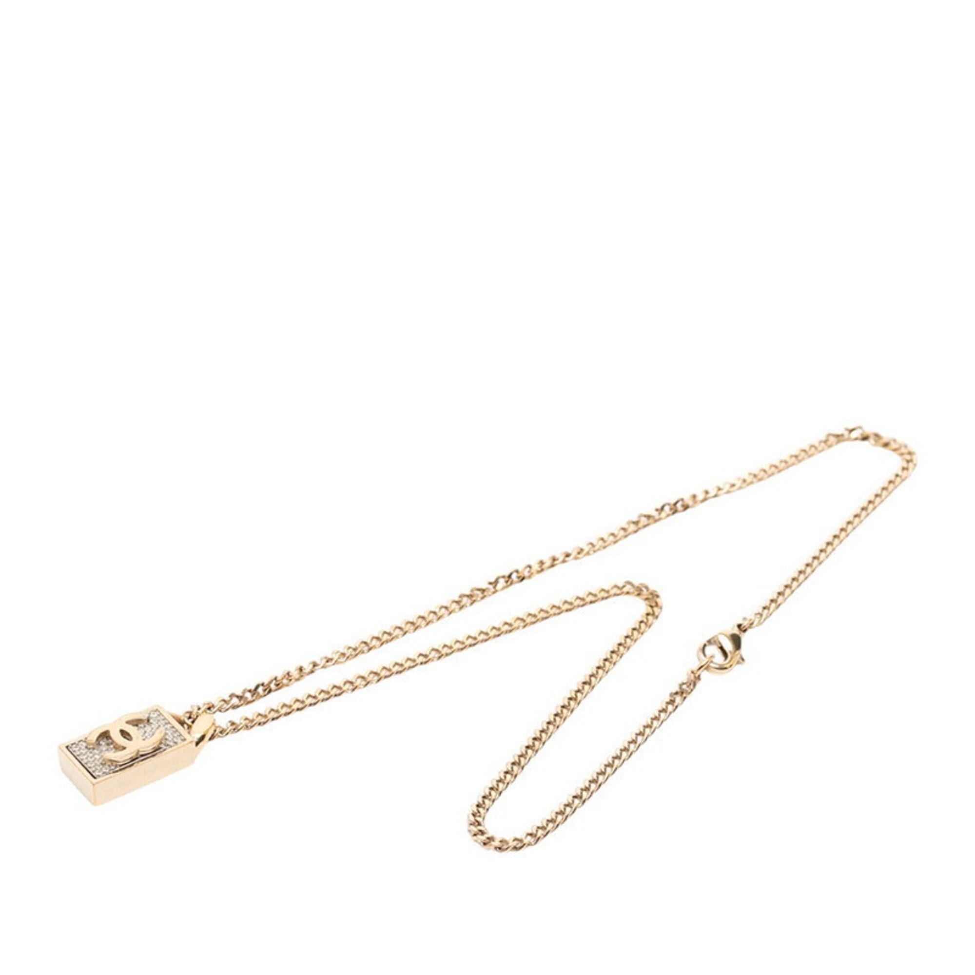 Chanel Chanel Coco Mark Necklace, Gold Plated, Rhinestones, Women's CHANEL Size ONE SIZE - 3 Thumbnail