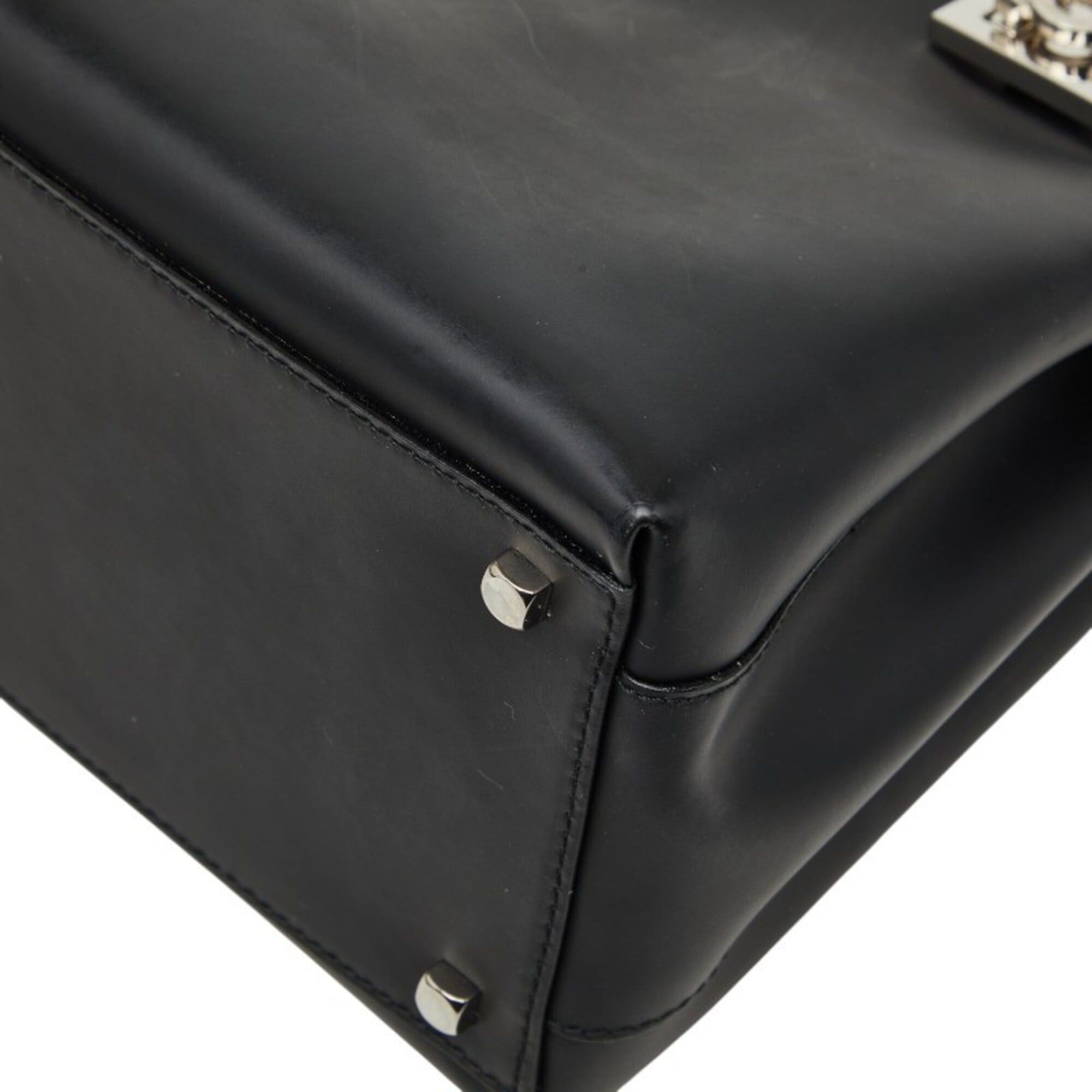 Salvatore Ferragamo Salvatore Ferragamo Gancini Handbag AQ-21 0167 Black Leather Women's Size ONE SIZE - 4 Thumbnail