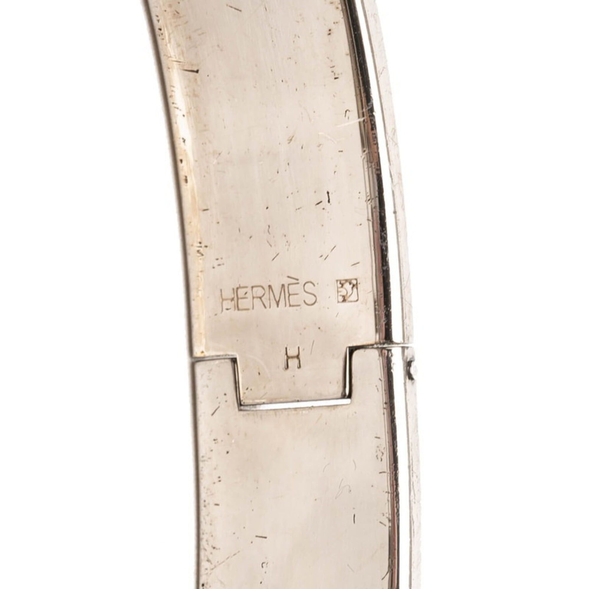 Hermes Hermes Click H TGM Logo Enamel Bracelet Bangle Black Silver Metal Women's HERMES Size ONE SIZE - 4 Thumbnail
