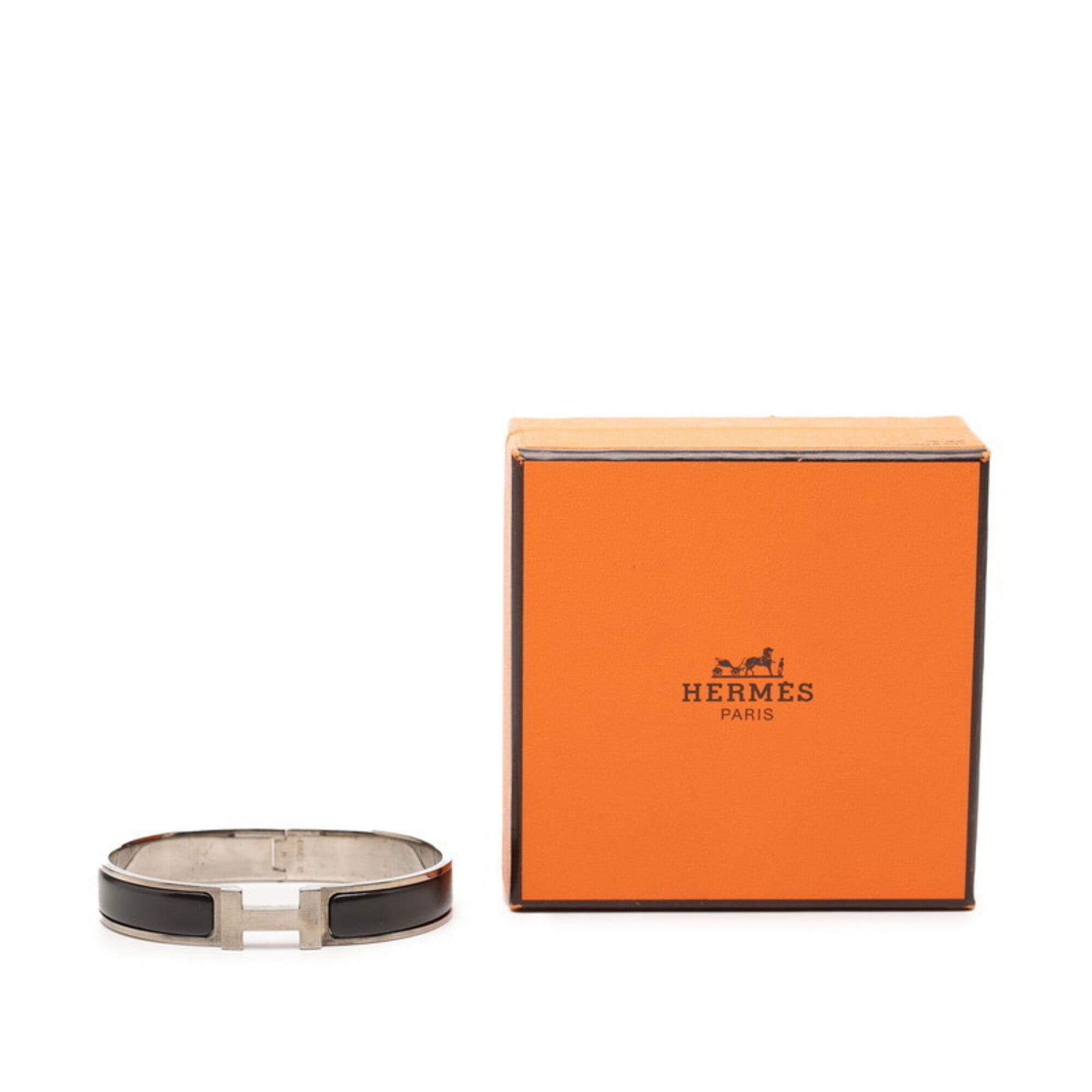 Hermes Hermes Click H TGM Logo Enamel Bracelet Bangle Black Silver Metal Women's HERMES Size ONE SIZE - 6 Thumbnail