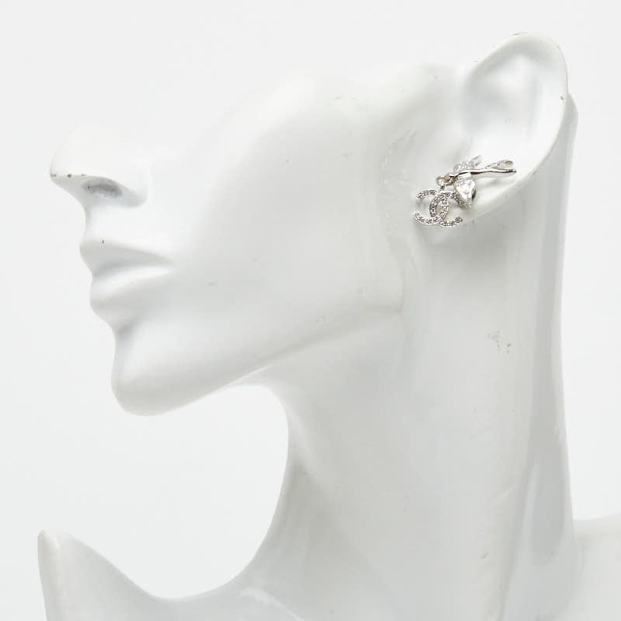 Chanel Chanel stud earrings, swinging bird design, silver metal with crystal, for women. Size ONE SIZE - 5 Thumbnail