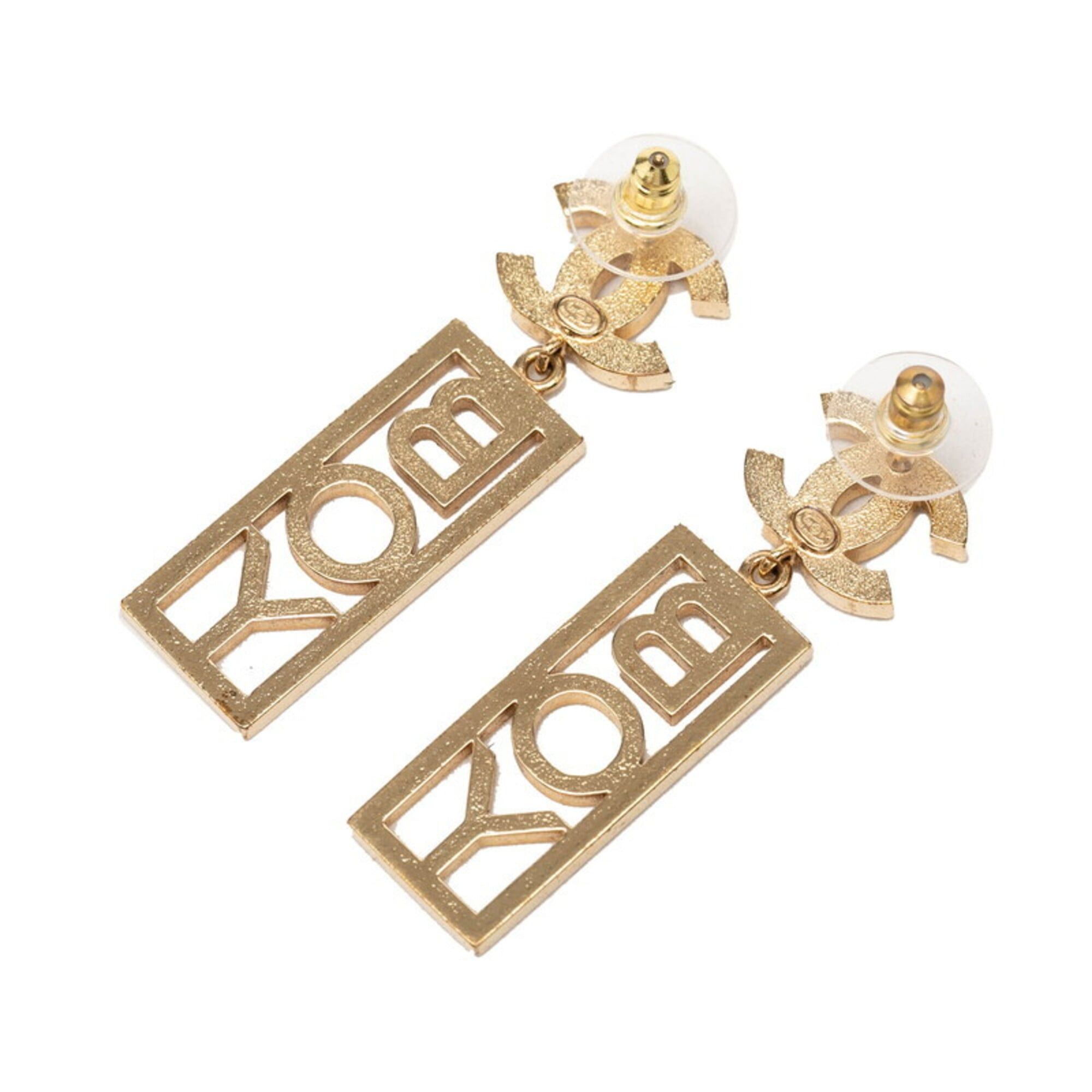 Chanel Chanel Coco Mark BOY Stud Swing Earrings, C22P Engraving, Gold Plated Rhinestones, Women's CHANEL Size ONE SIZE - 2 Thumbnail