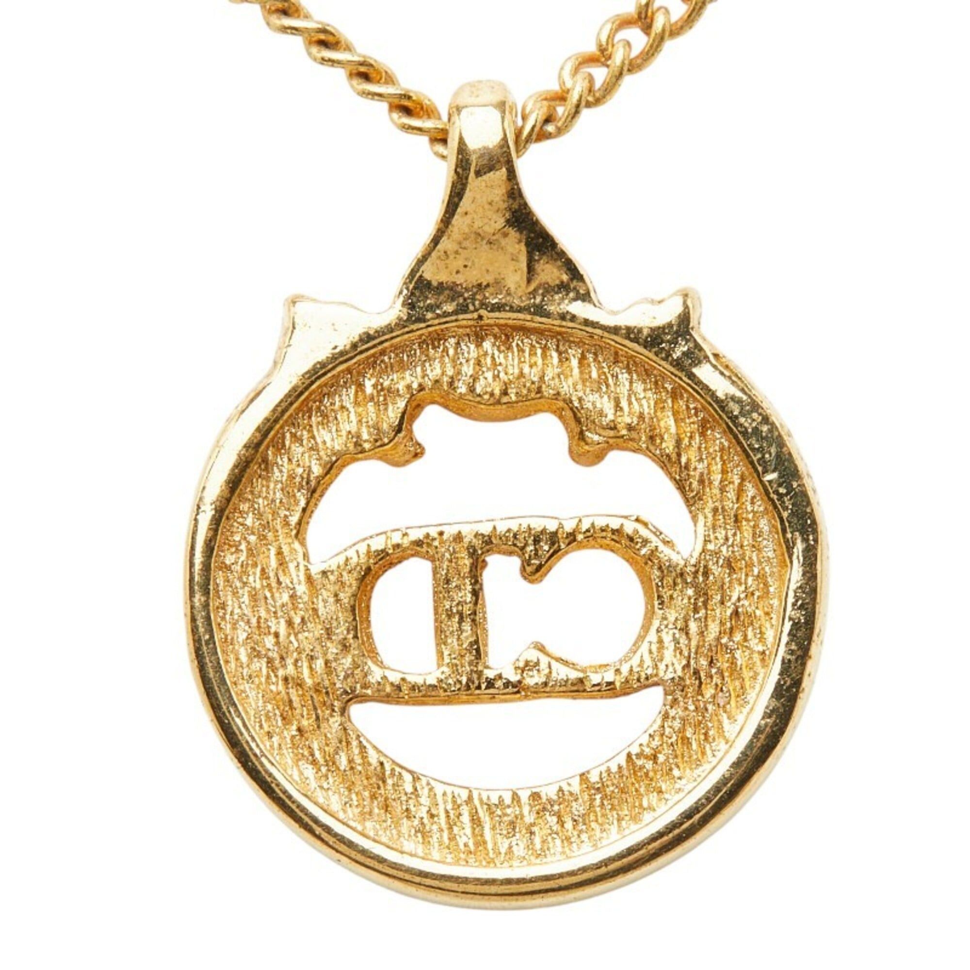 Dior Christian Dior Dior CD Logo Pendant Necklace, Gold Plated, Rhinestones, Women's. Size ONE SIZE - 3 Thumbnail