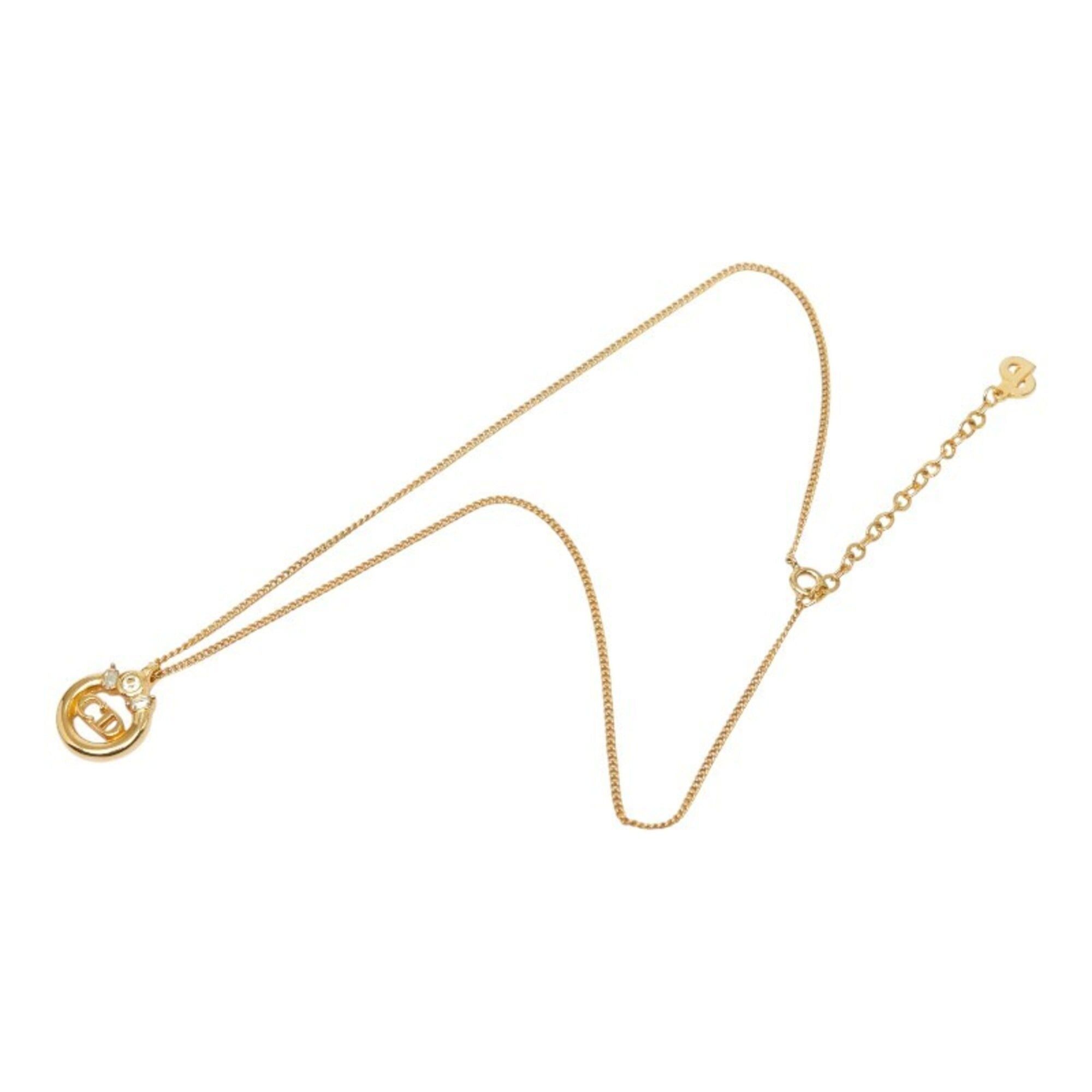 Dior Christian Dior Dior CD Logo Pendant Necklace, Gold Plated, Rhinestones, Women's. Size ONE SIZE - 4 Thumbnail