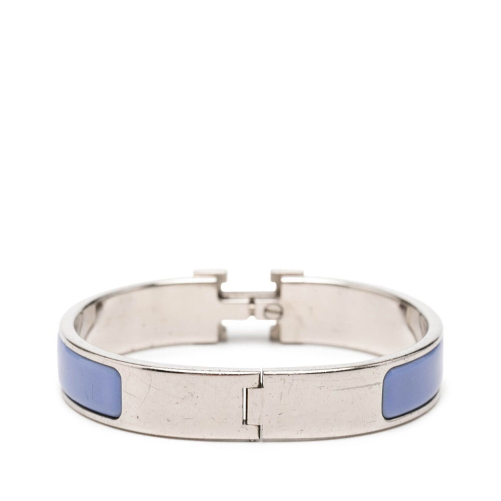 Hermes Hermes Click H PM Logo Enamel Bracelet Bangle Blue Silver Metal Women's HERMES Size ONE SIZE - 3 Thumbnail