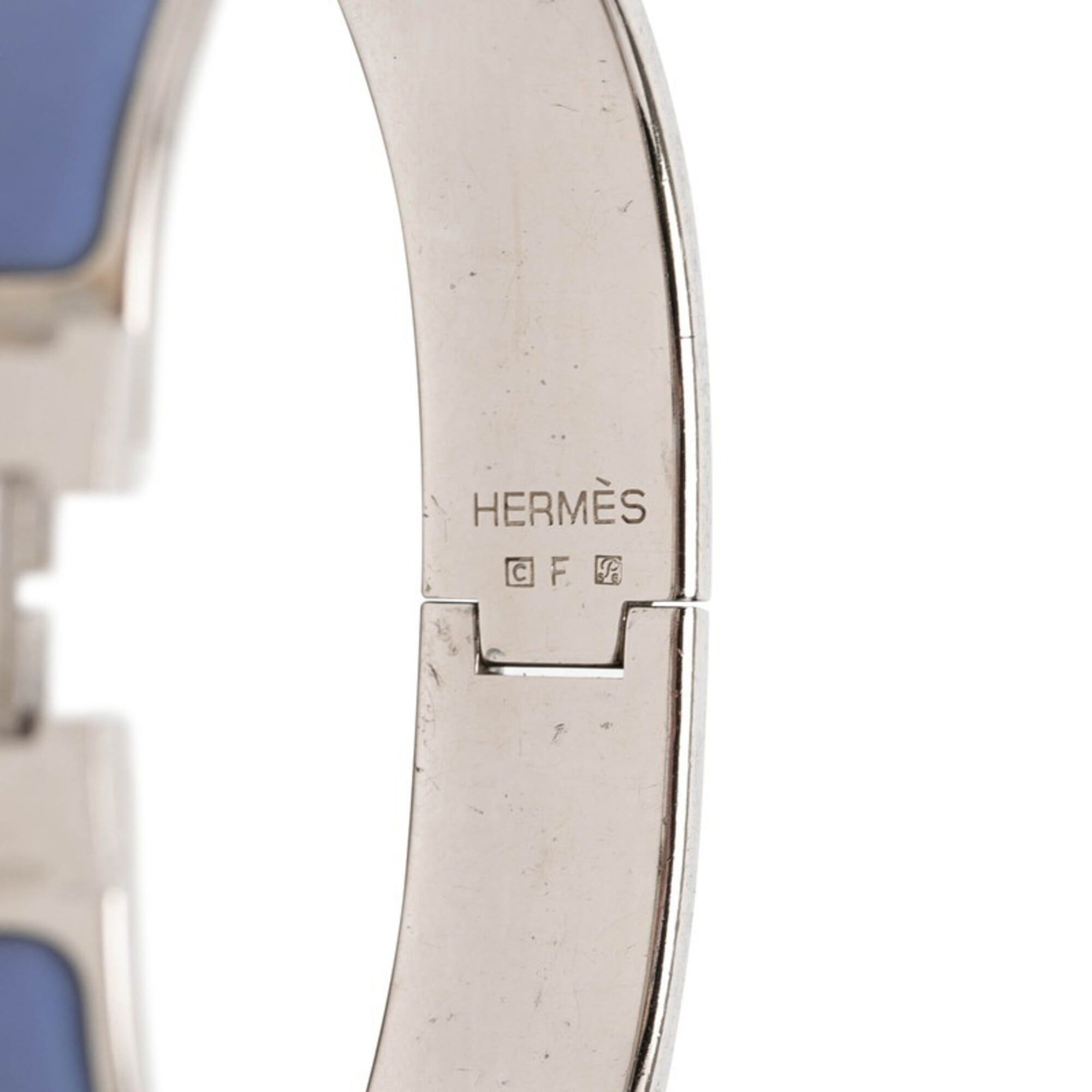 Hermes Hermes Click H PM Logo Enamel Bracelet Bangle Blue Silver Metal Women's HERMES Size ONE SIZE - 5 Thumbnail