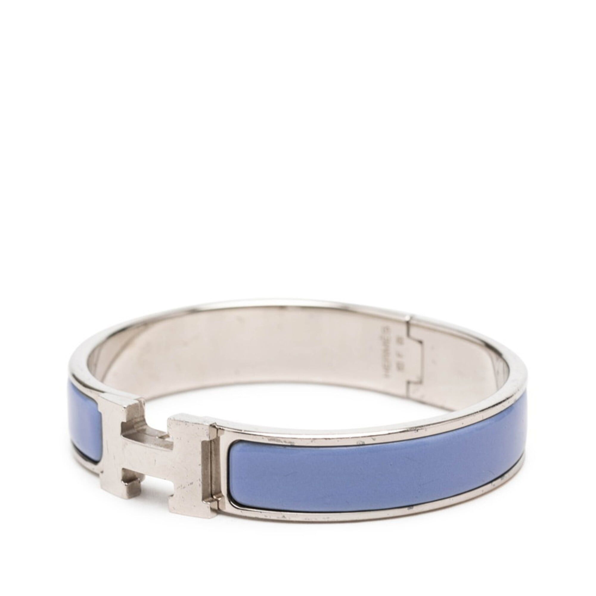 Hermes Hermes Click H PM Logo Enamel Bracelet Bangle Blue Silver Metal Women's HERMES Size ONE SIZE - 2 Thumbnail