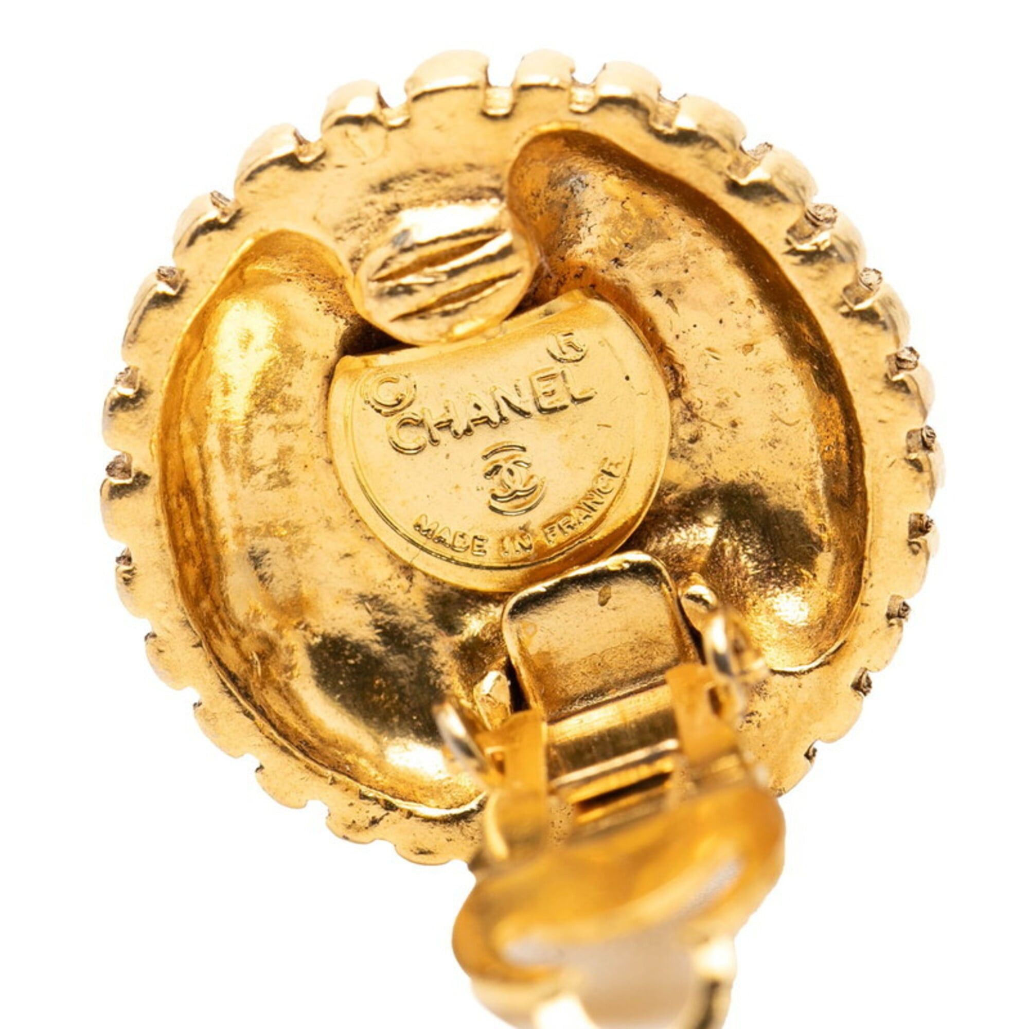Chanel Chanel Coco Mark Round Earrings, Gold Plated, Women's CHANEL Size ONE SIZE - 3 Thumbnail