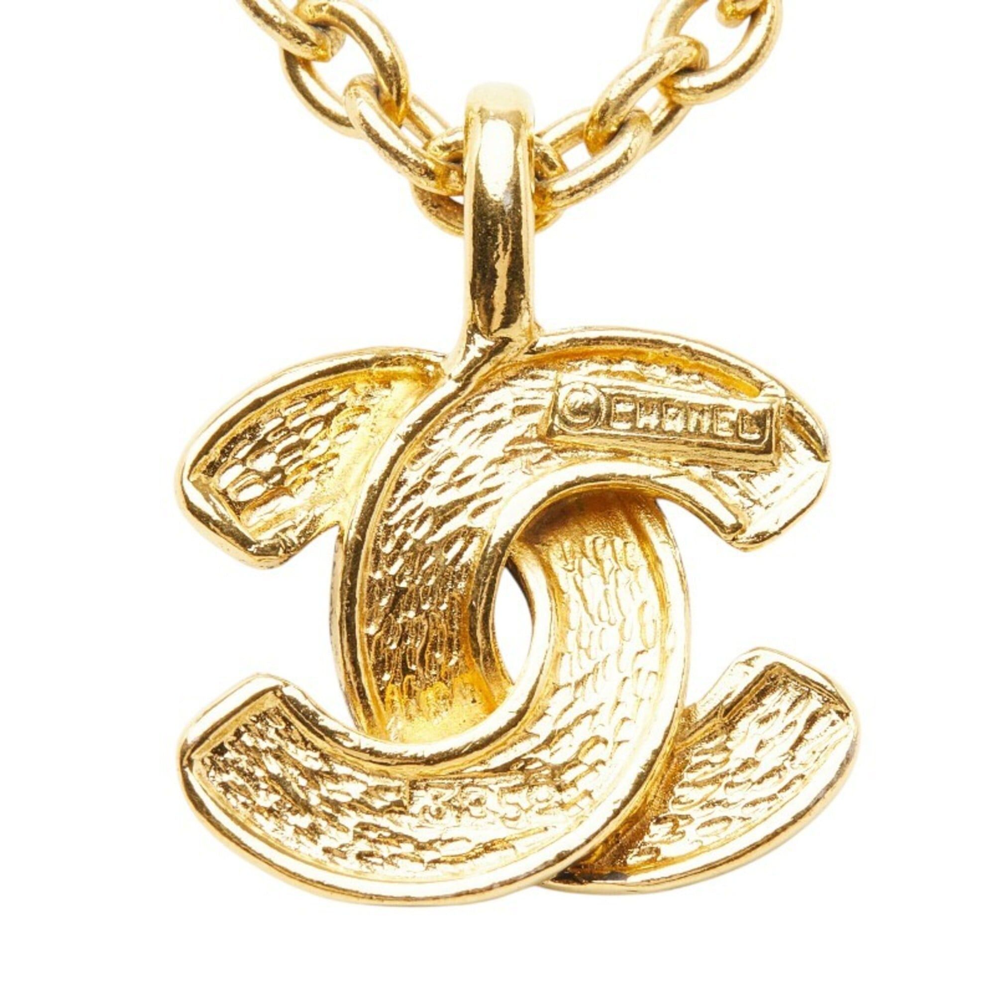 Chanel Chanel Coco Mark Matelassé Chain Pendant Necklace, Gold Plated, Women's. Size ONE SIZE - 3 Thumbnail