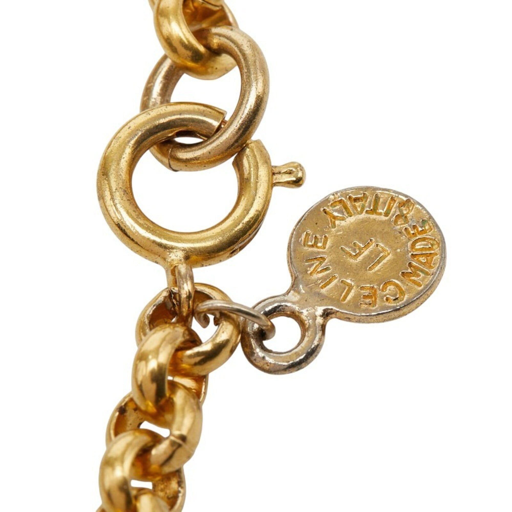 Celine Celine Leaf Motif Chain Necklace, Gold Plated, Women's Size ONE SIZE - 5 Thumbnail