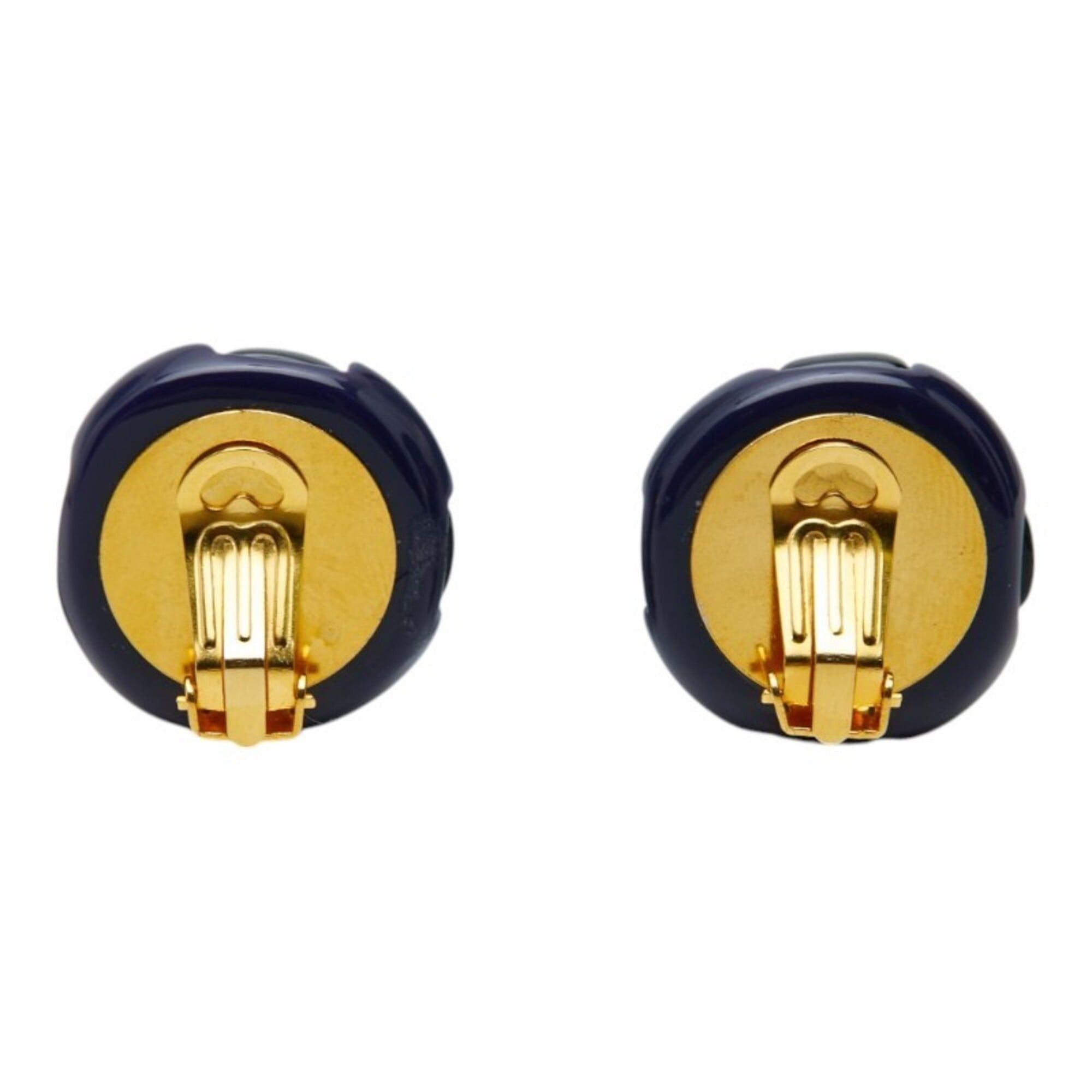 Chanel Chanel Vintage Coco Mark Earrings, Black, Gold, Navy Plated Plastic, Women's CHANEL Size ONE SIZE - 3 Thumbnail