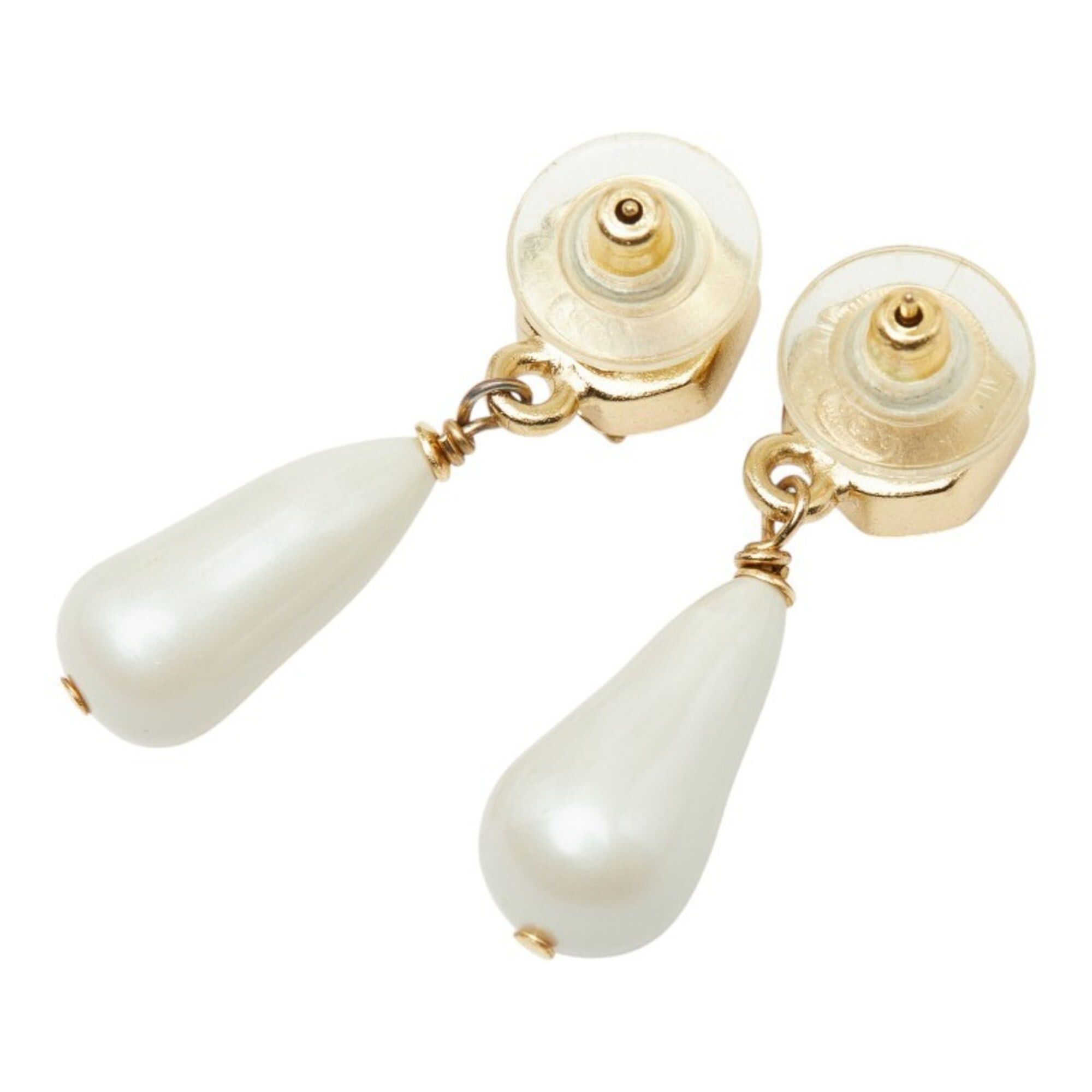 Chanel Chanel Coco Mark Stud Earrings, Swing, 01A, Gold Plated, Faux Pearl, Colored Stone, Women's, CHANEL Size ONE SIZE - 2 Thumbnail