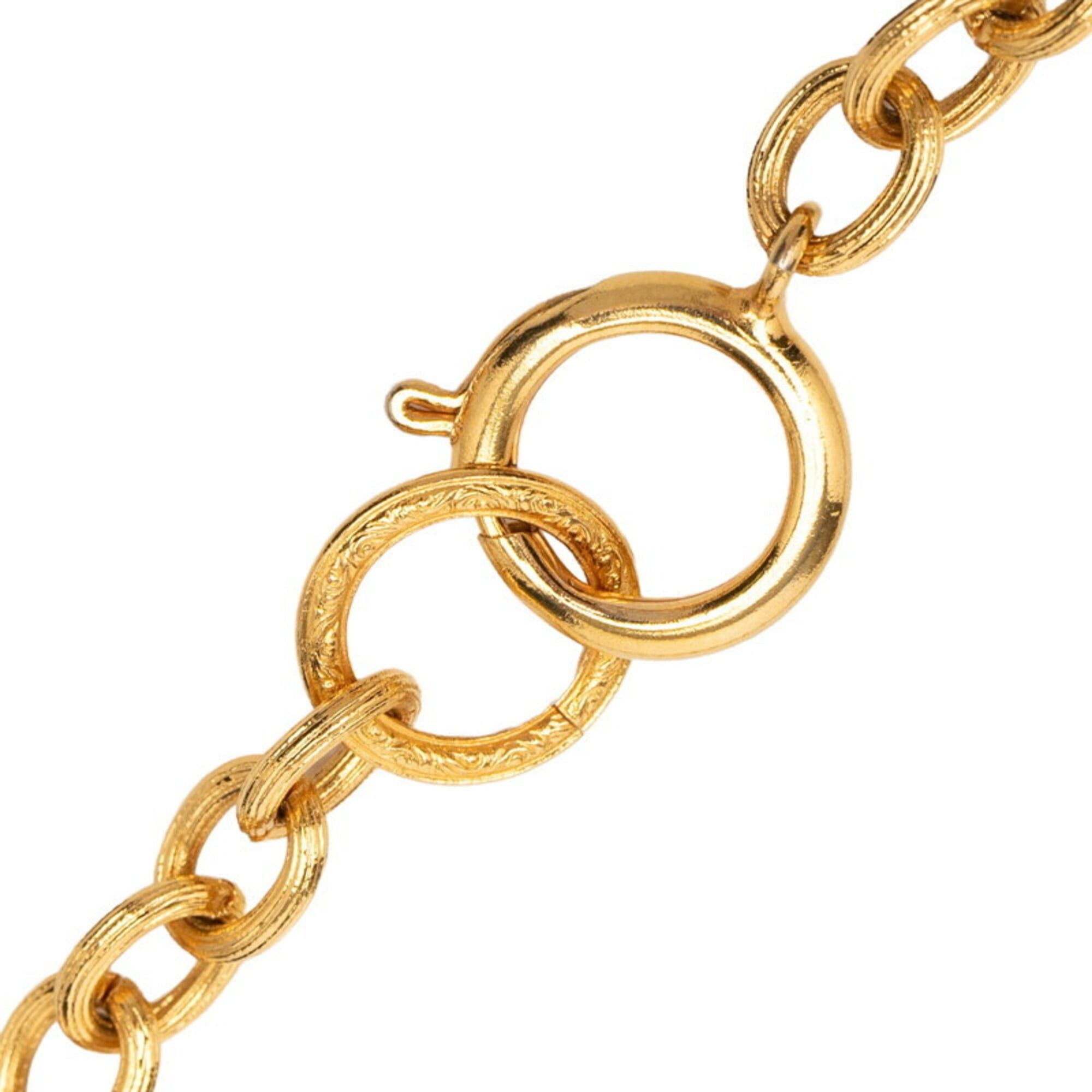 Chanel Chanel Coco Mark Lion Motif Matelassé Chain Pendant Necklace Gold Plated Women's CHANEL Size ONE SIZE - 4 Thumbnail