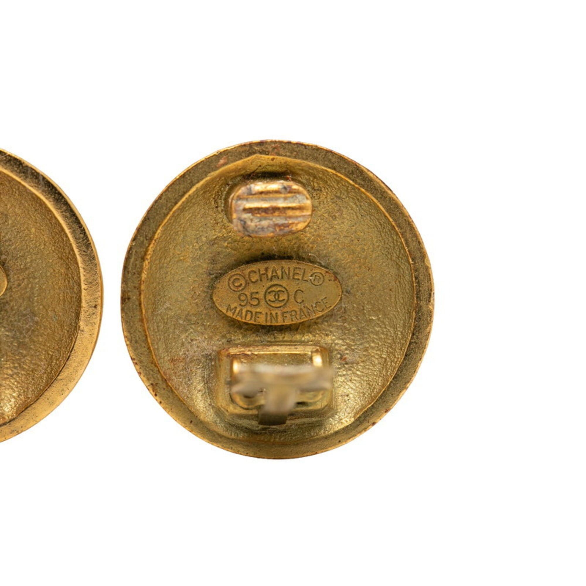 Chanel Chanel Coco Mark Vintage Round Earrings, 95C Stamped, Gold Plated, Women's CHANEL Size ONE SIZE - 3 Thumbnail