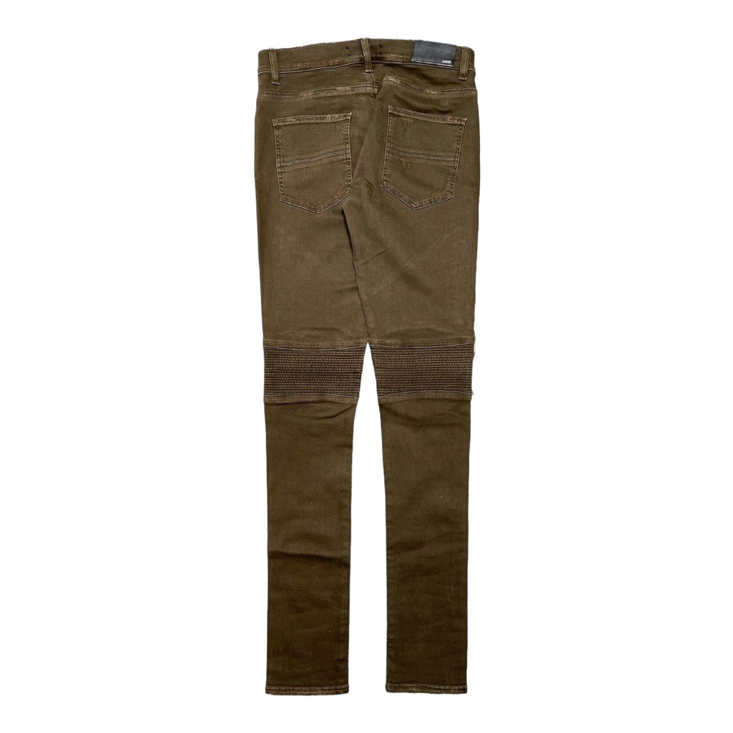 Amiri Amiri MX2 Black Leather Patchwork Jeans Olive Green Size US 30 / EU 46 - 2 Thumbnail
