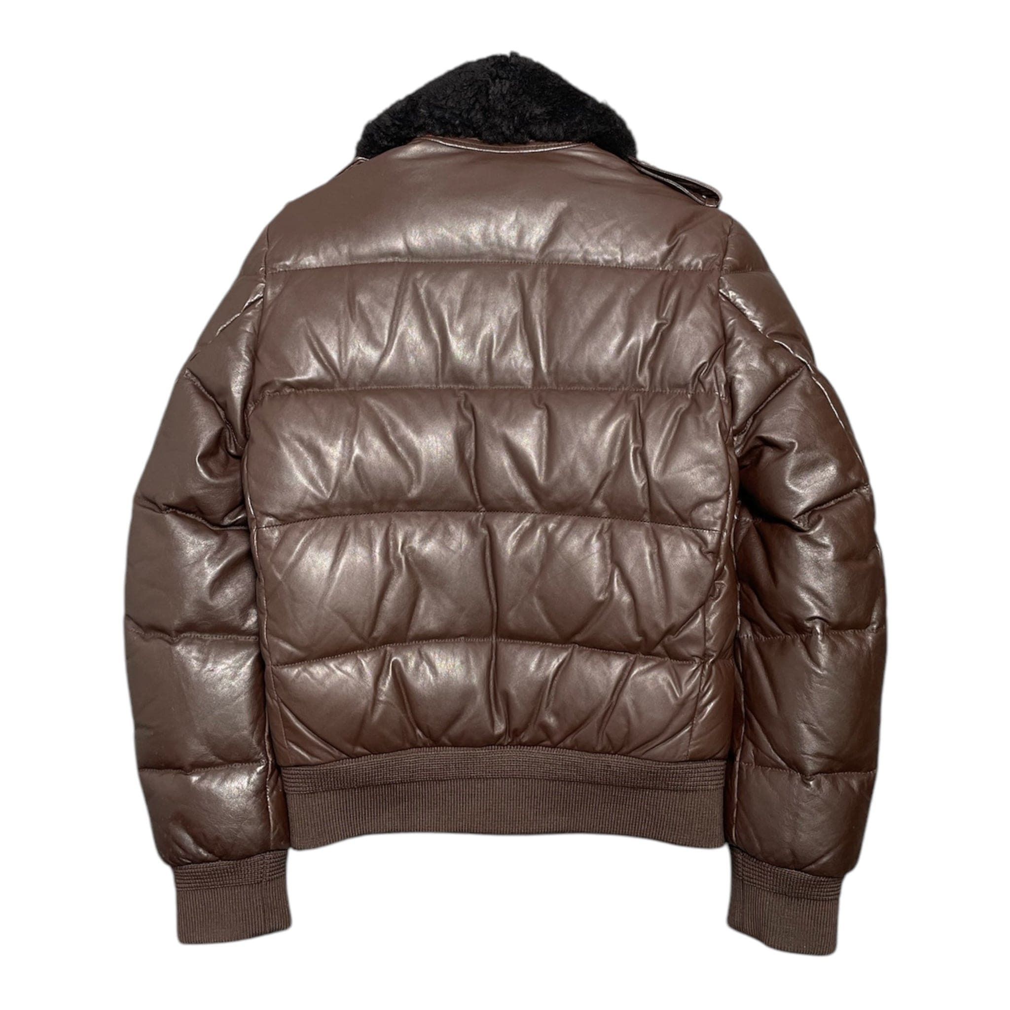 Burberry Leather Shearling Bomber Jacket Brown Size US XL / EU 56 / 4 - 2 Thumbnail