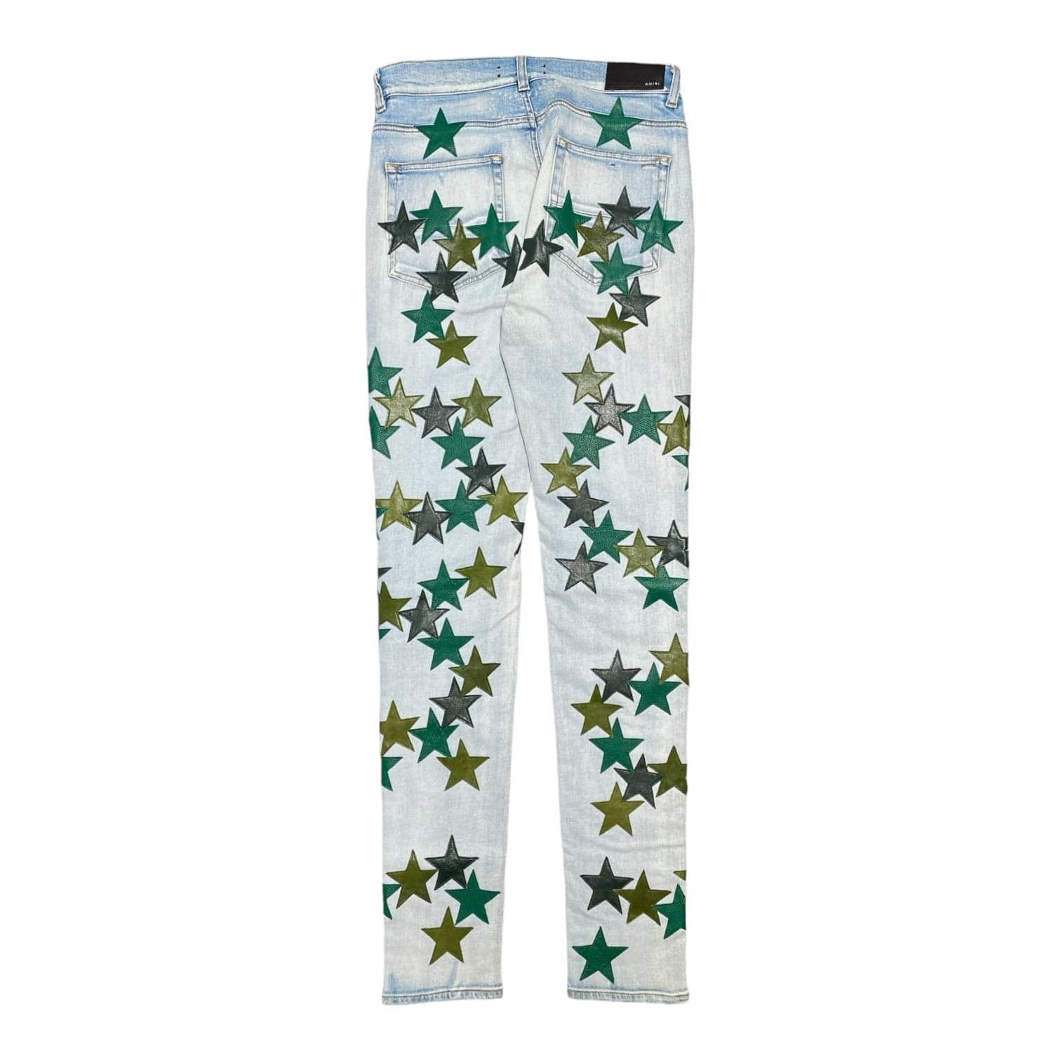 Amiri Amiri x Chemist Green Leather Star Patch Jeans Light Indigo Size US 32 / EU 48 - 2 Thumbnail