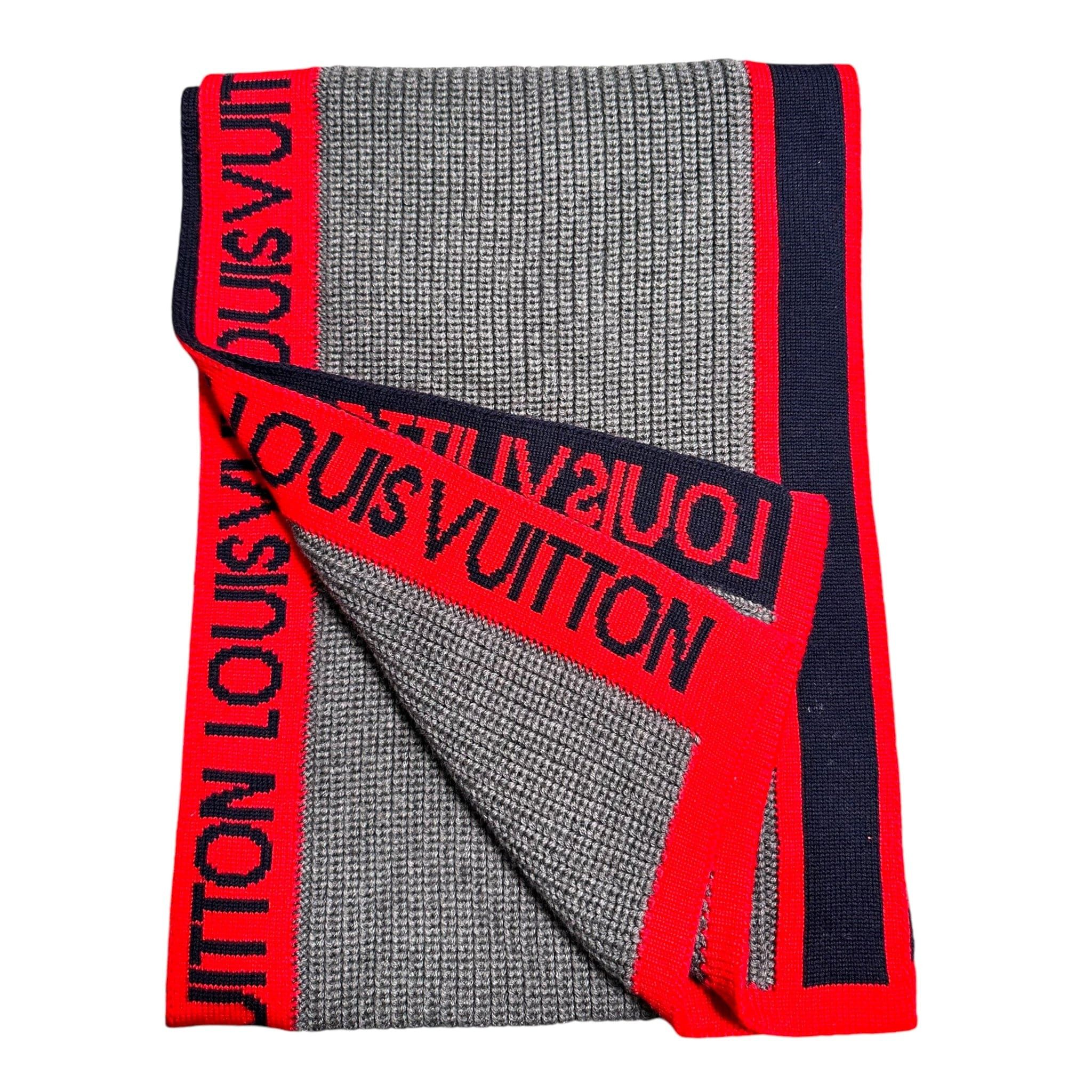 Louis Vuitton Generation Wool Scarf Grey Red Size ONE SIZE - 3 Thumbnail