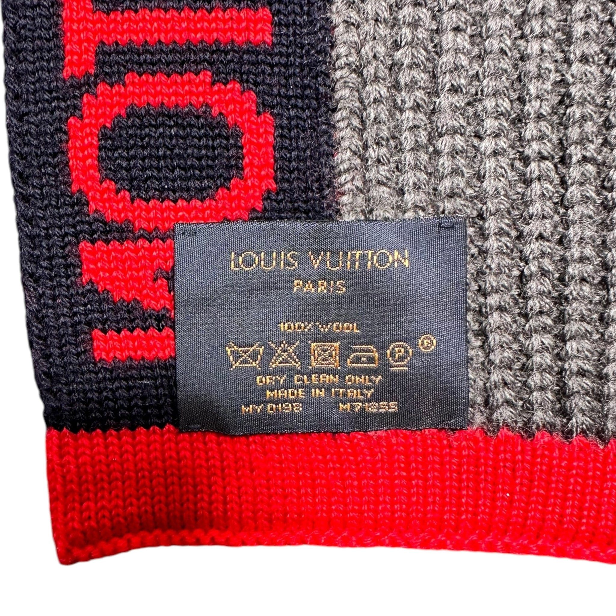 Louis Vuitton Generation Wool Scarf Grey Red Size ONE SIZE - 4 Thumbnail