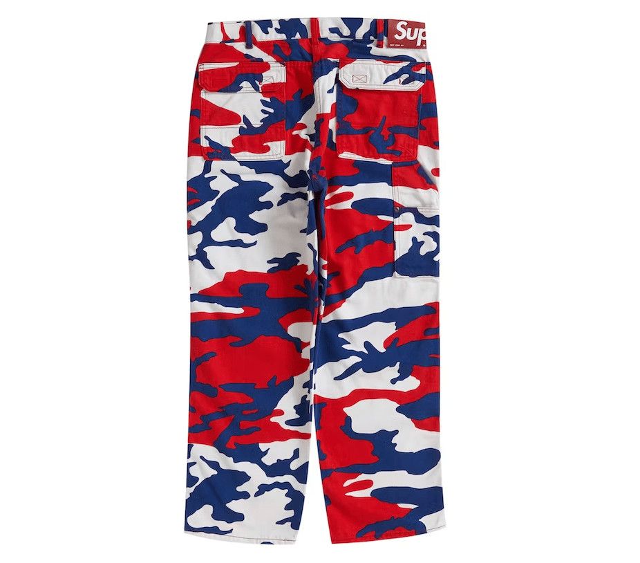 Supreme Double Knee Denim Utility Pant Red Camo Size US 34 / EU 50 - 2 Thumbnail
