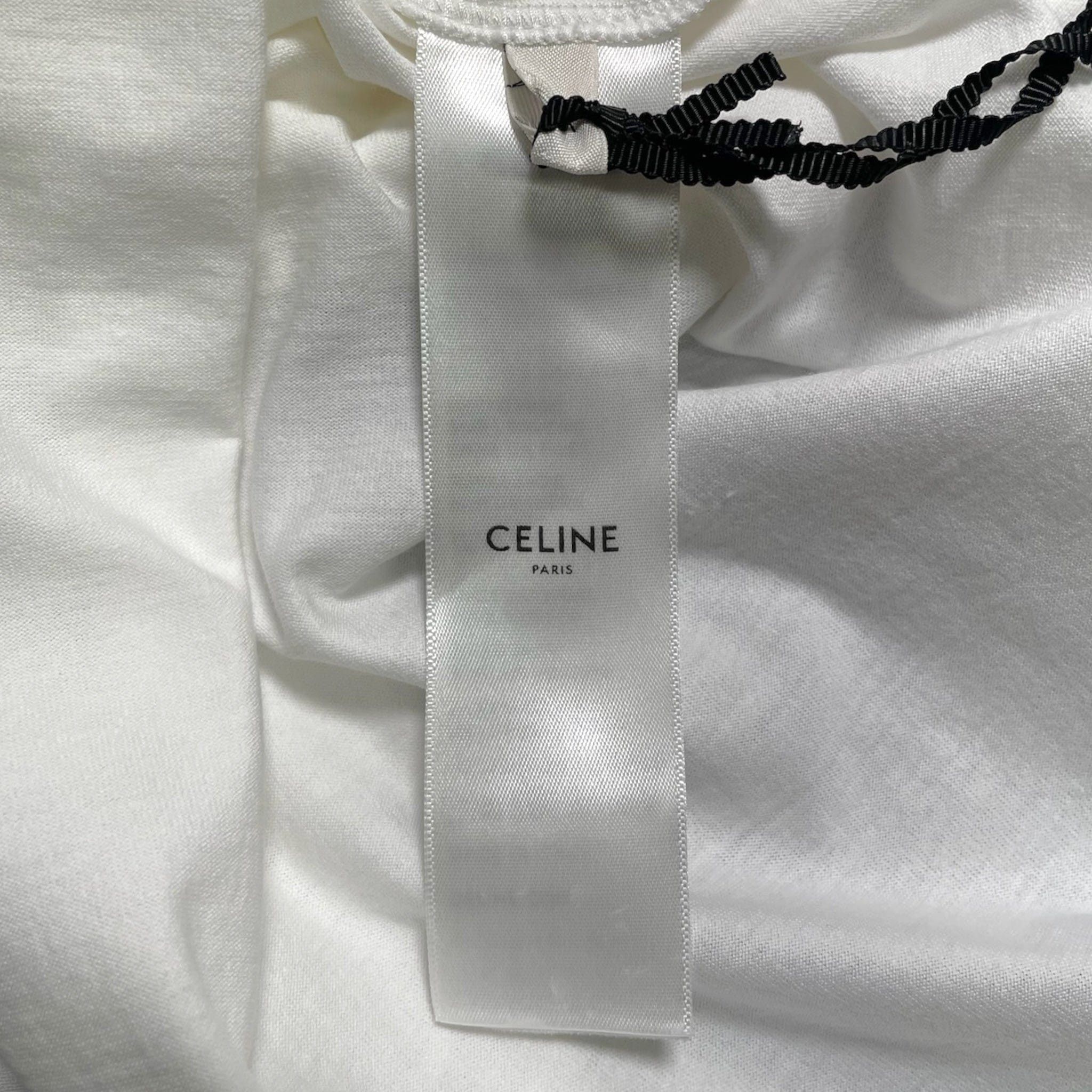 Celine Logo Short Sleeve Tee Shirt White Black Size US XL / EU 56 / 4 - 5 Thumbnail