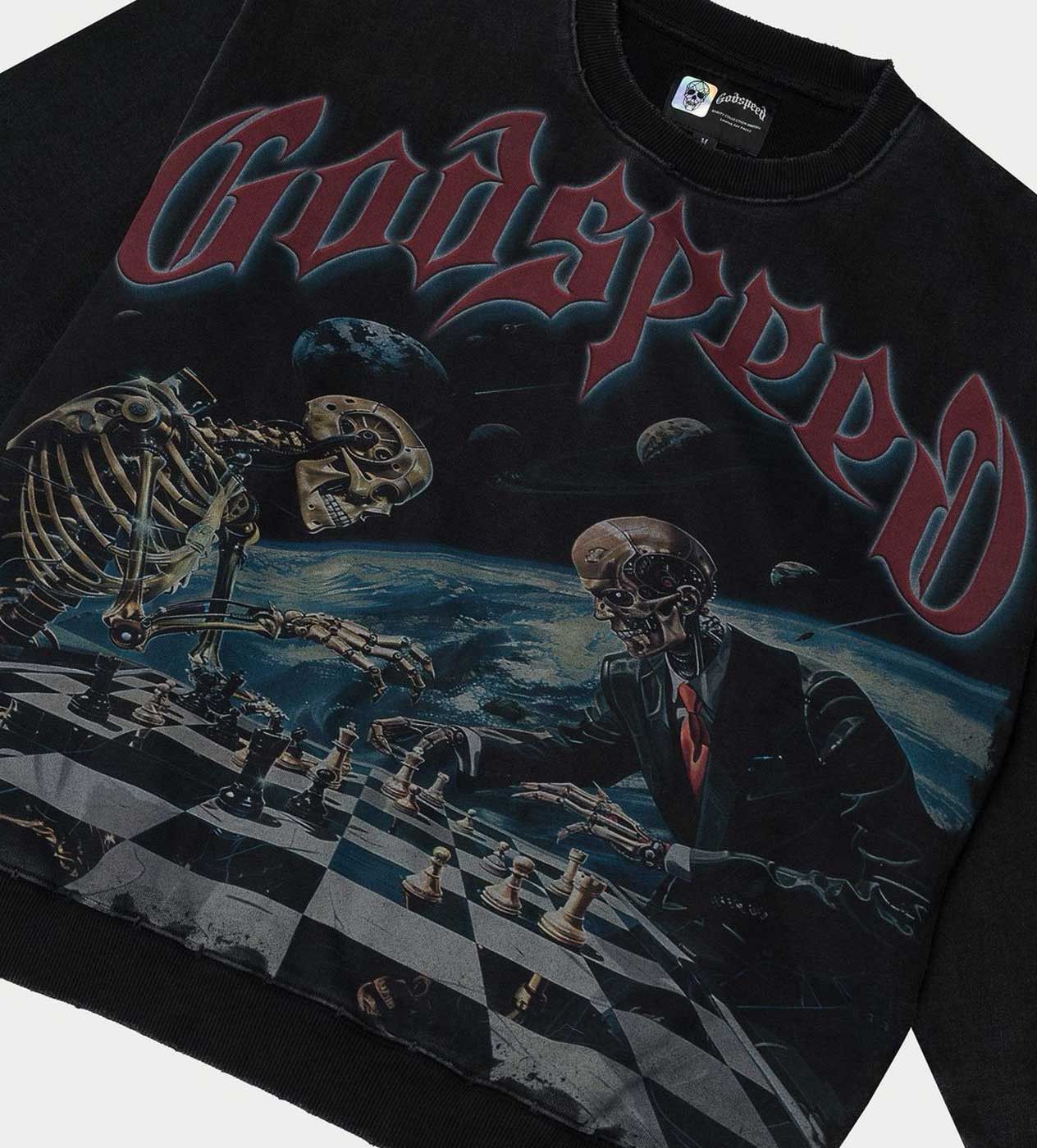 Godspeed Checkmate Sweatshirt Washed Black Size US XL / EU 56 / 4 - 3 Thumbnail