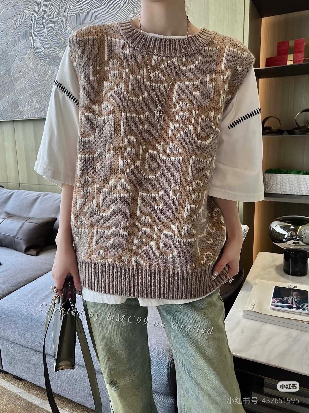 Dior Dior Travis Scott Caramel Monogram Cashmere Vest Size US S / EU 44-46 / 1 - 5 Thumbnail