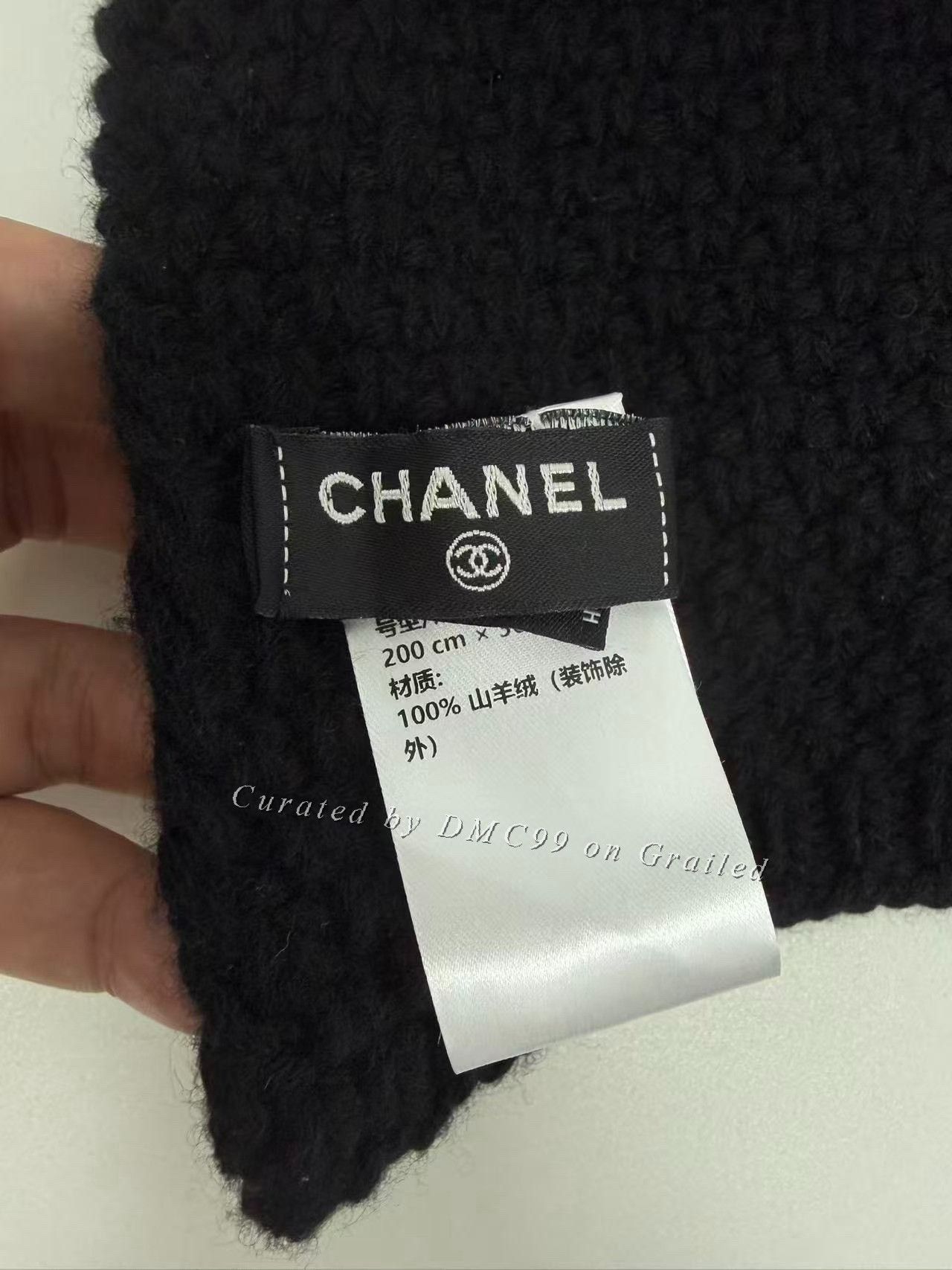 Chanel Chanel Black Knit Scarf Double C Logo Size ONE SIZE - 3 Thumbnail