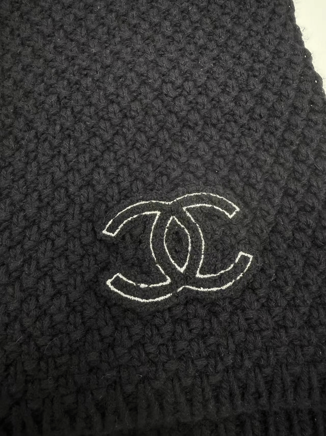 Chanel Chanel Black Knit Scarf Double C Logo Size ONE SIZE - 2 Thumbnail